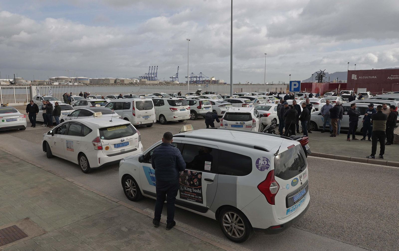 Fotos de las protestas de los taxistas en Algeciras