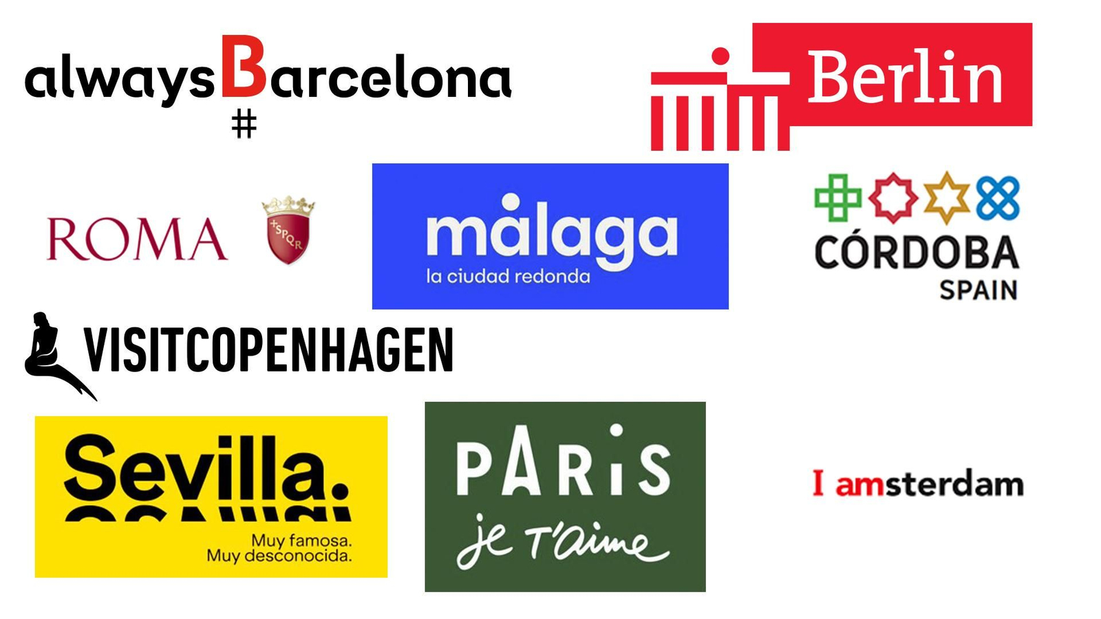 Algunos de los logotipos turísticos de las principales ciudades europeas. Algunos de los logotipos turísticos de las principales ciudades europeas.
