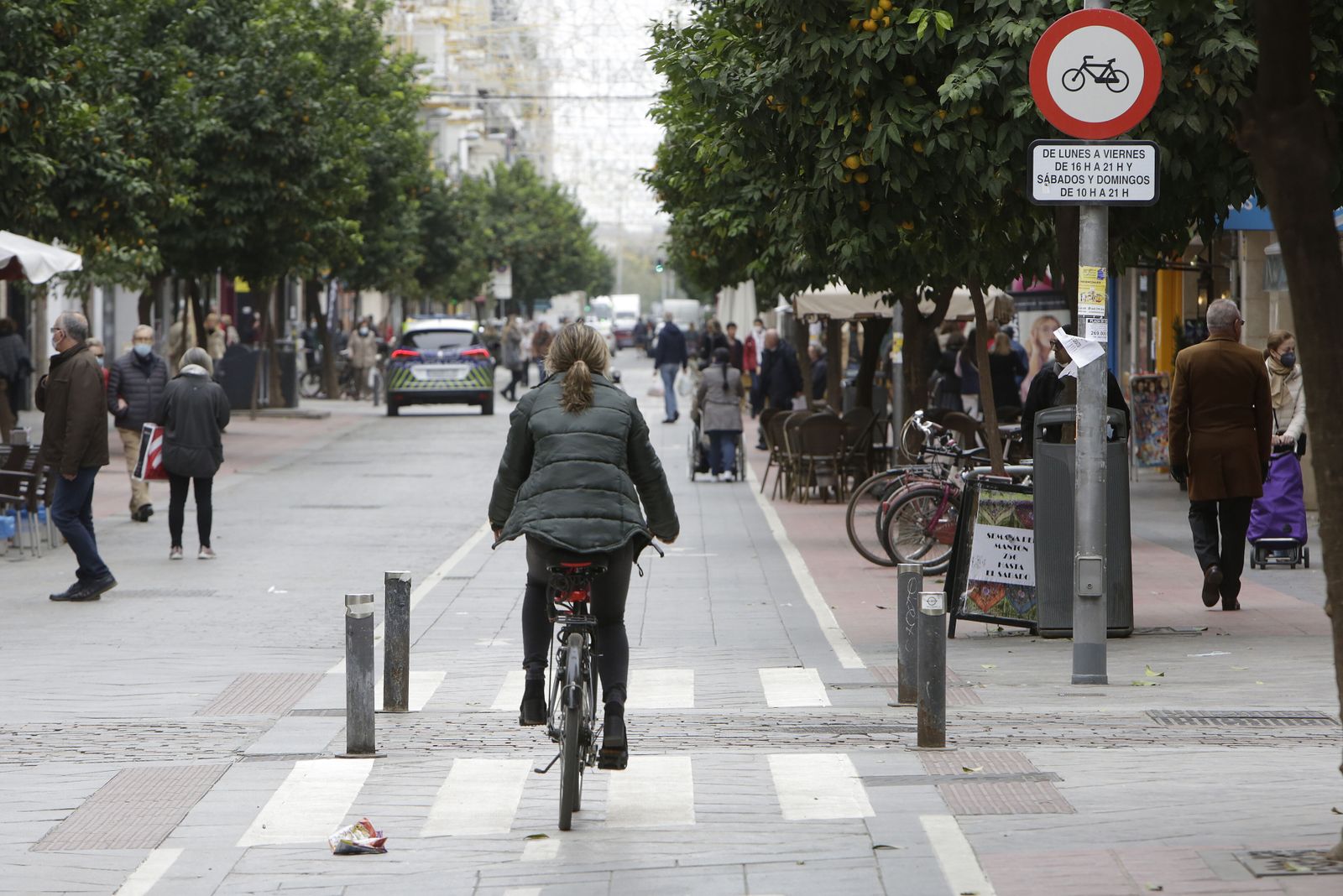 Carril bici de la parte peatonal de la calle Asunción.