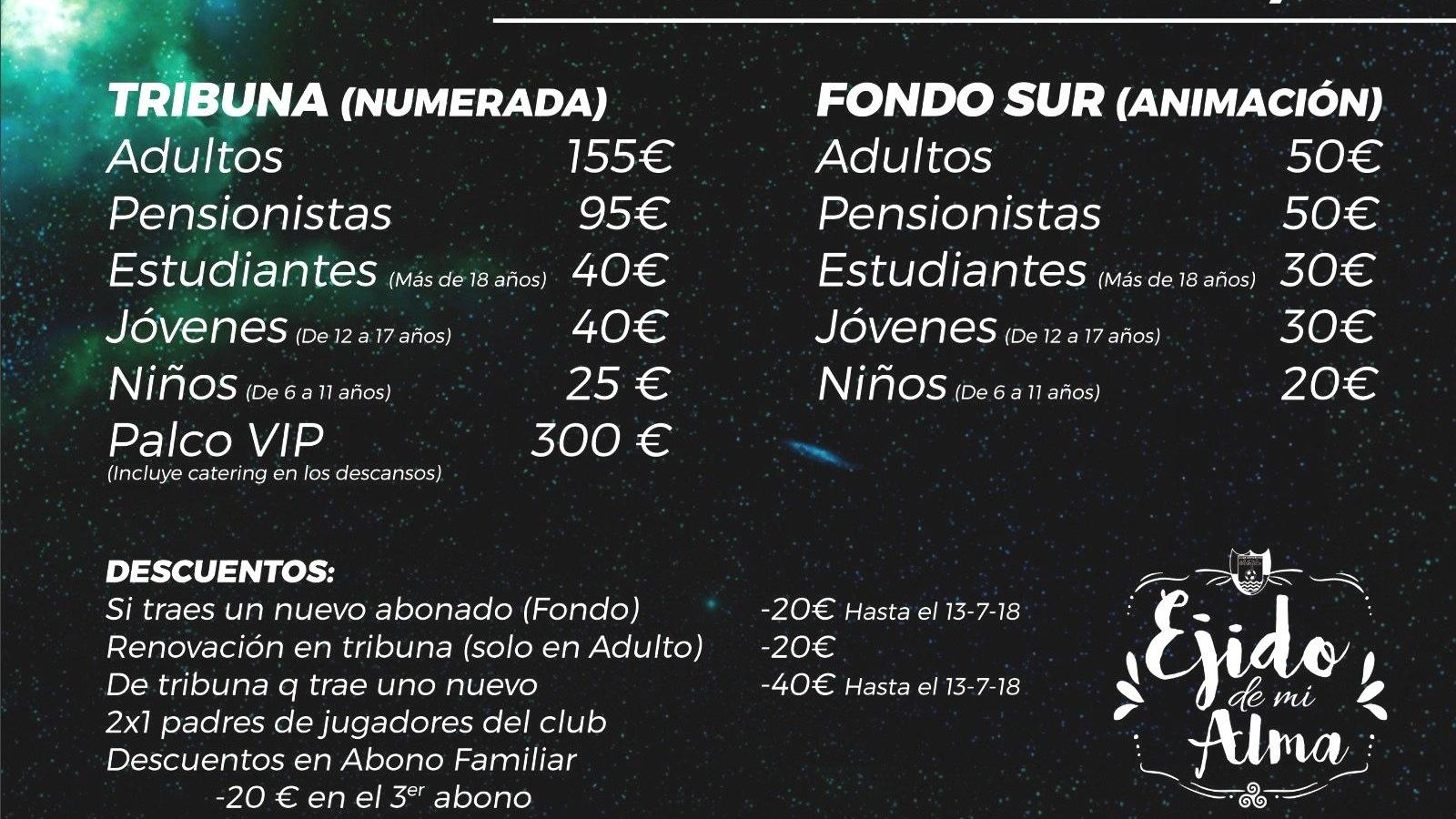 Listado de precios de los abonos