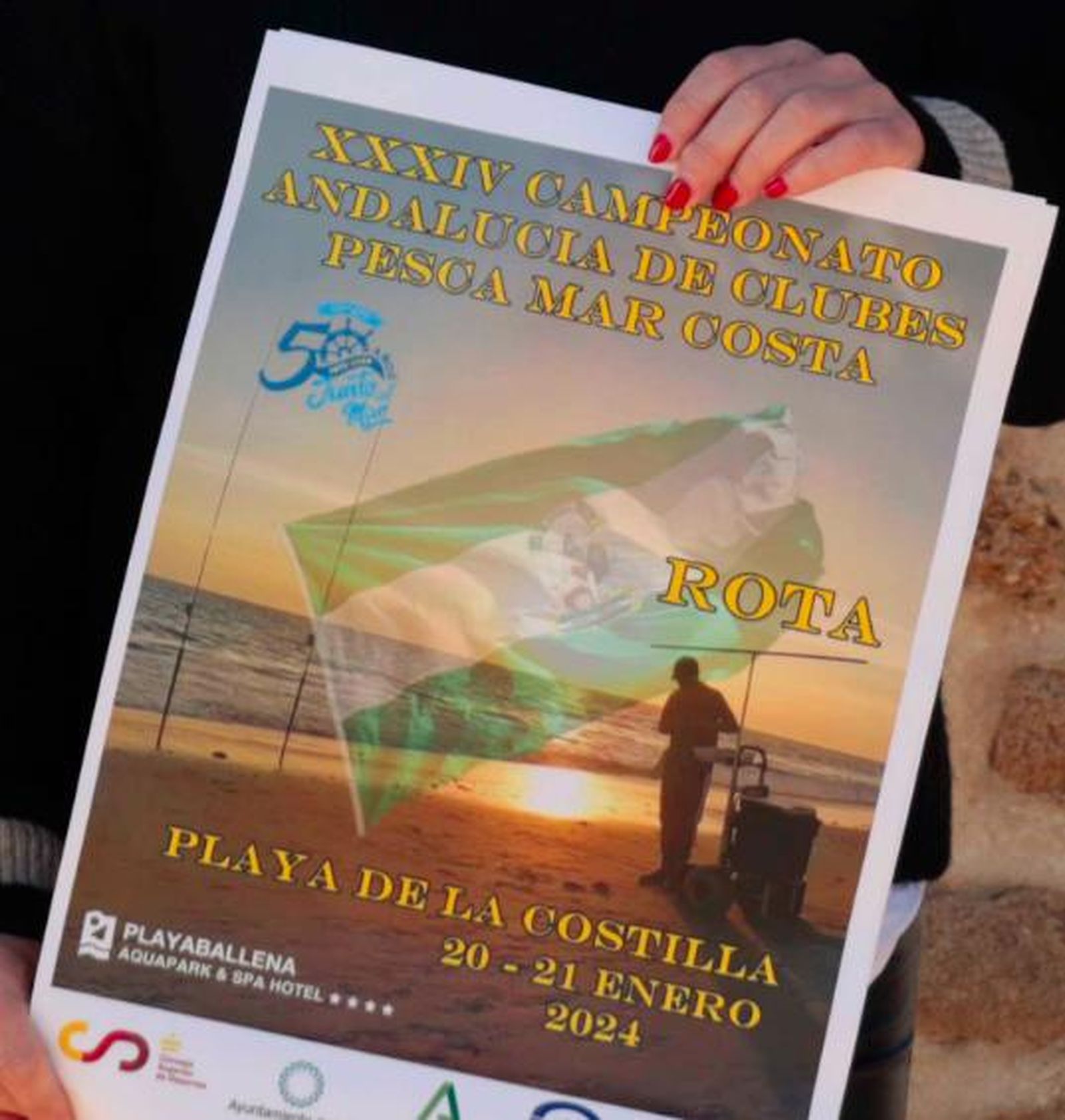 Cartel del XXXIV Campeonato de Andalucía de Clubes Pesca Mar Costa se celebrará en Rota.