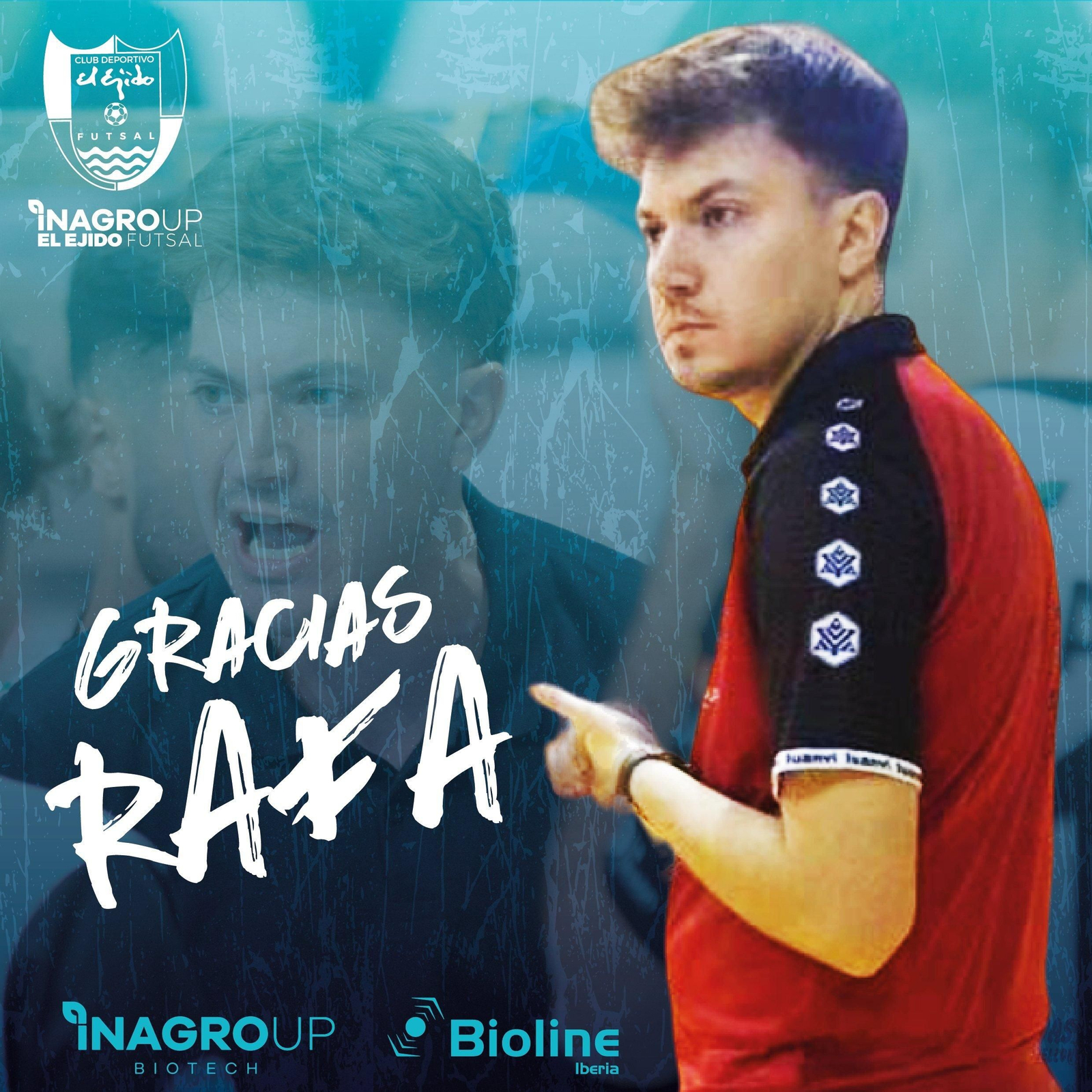 Cartel con el que El Ejido Futsal anuncia la salida de Rafael Luna.