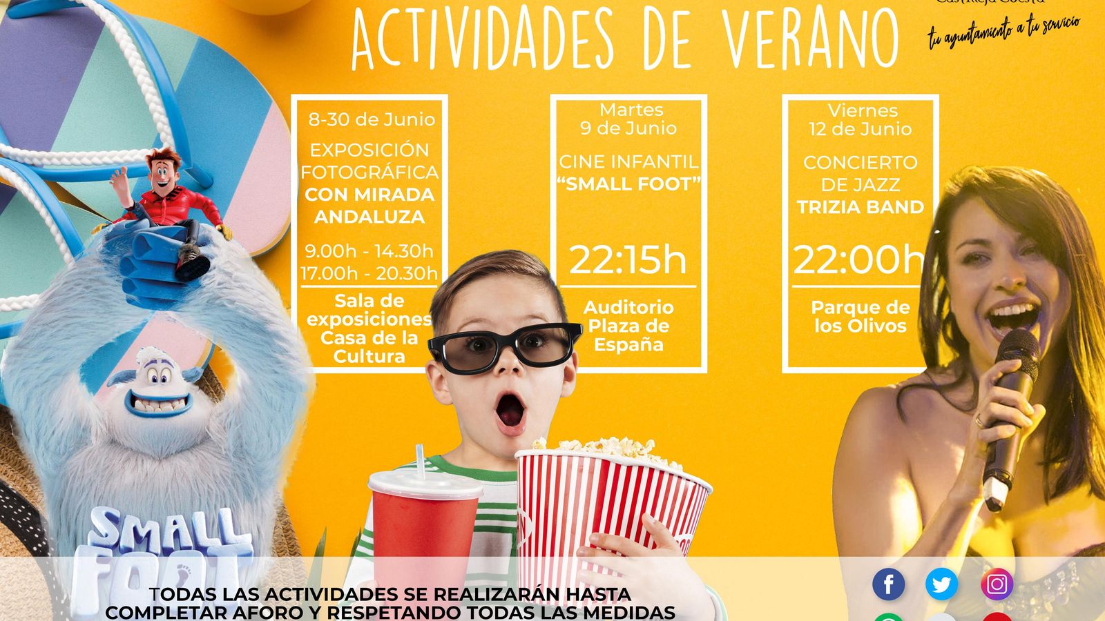 Cartel del Programa de Verano de Castilleja de la Cuesta de esta semana.