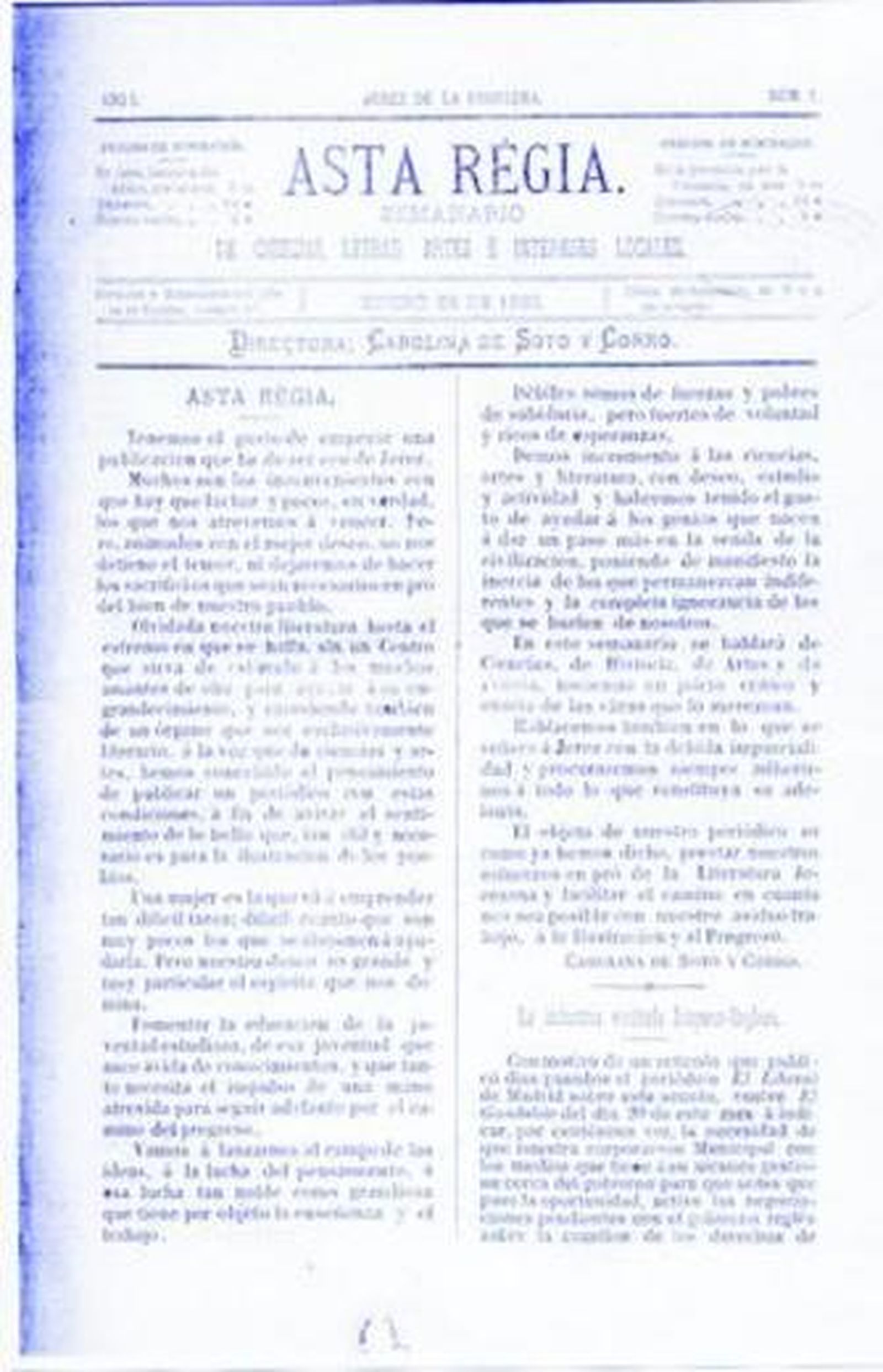 Carolina de Soto y Corro, primera mujer periodista que tuvo Jerez