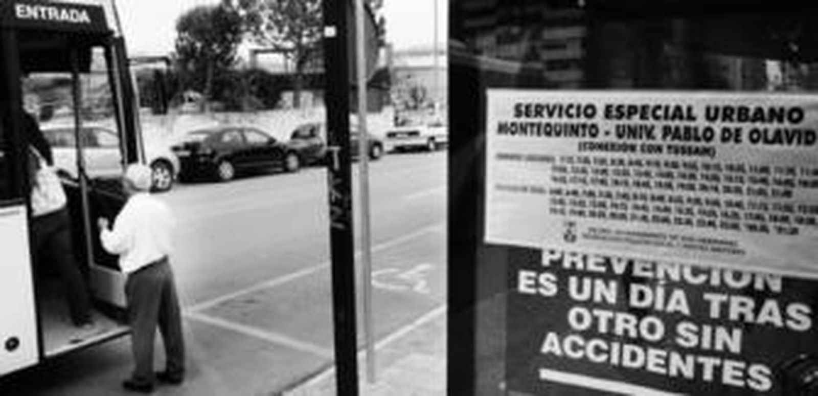 Una de las paradas de las lanzaderas de Montequinto.