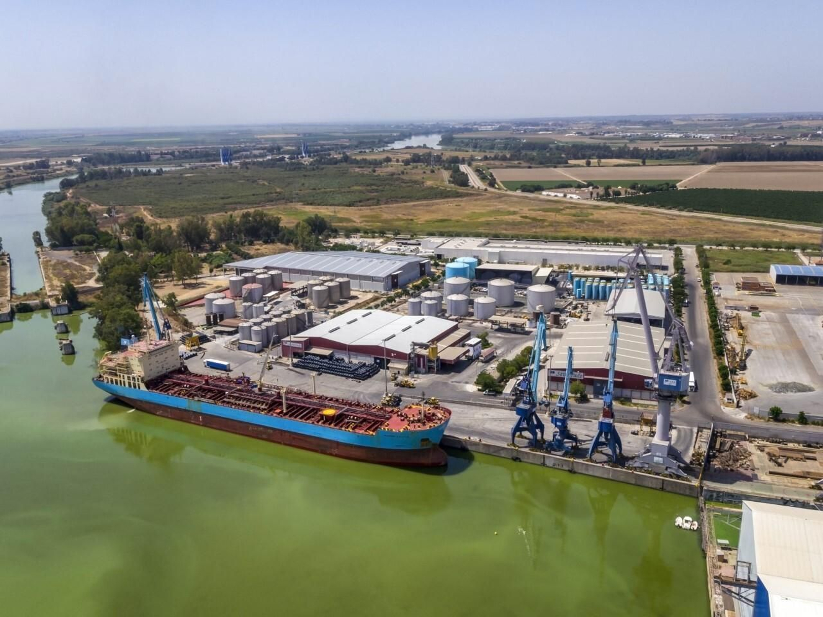 Vista aérea del muelle de la antigua esclusa.