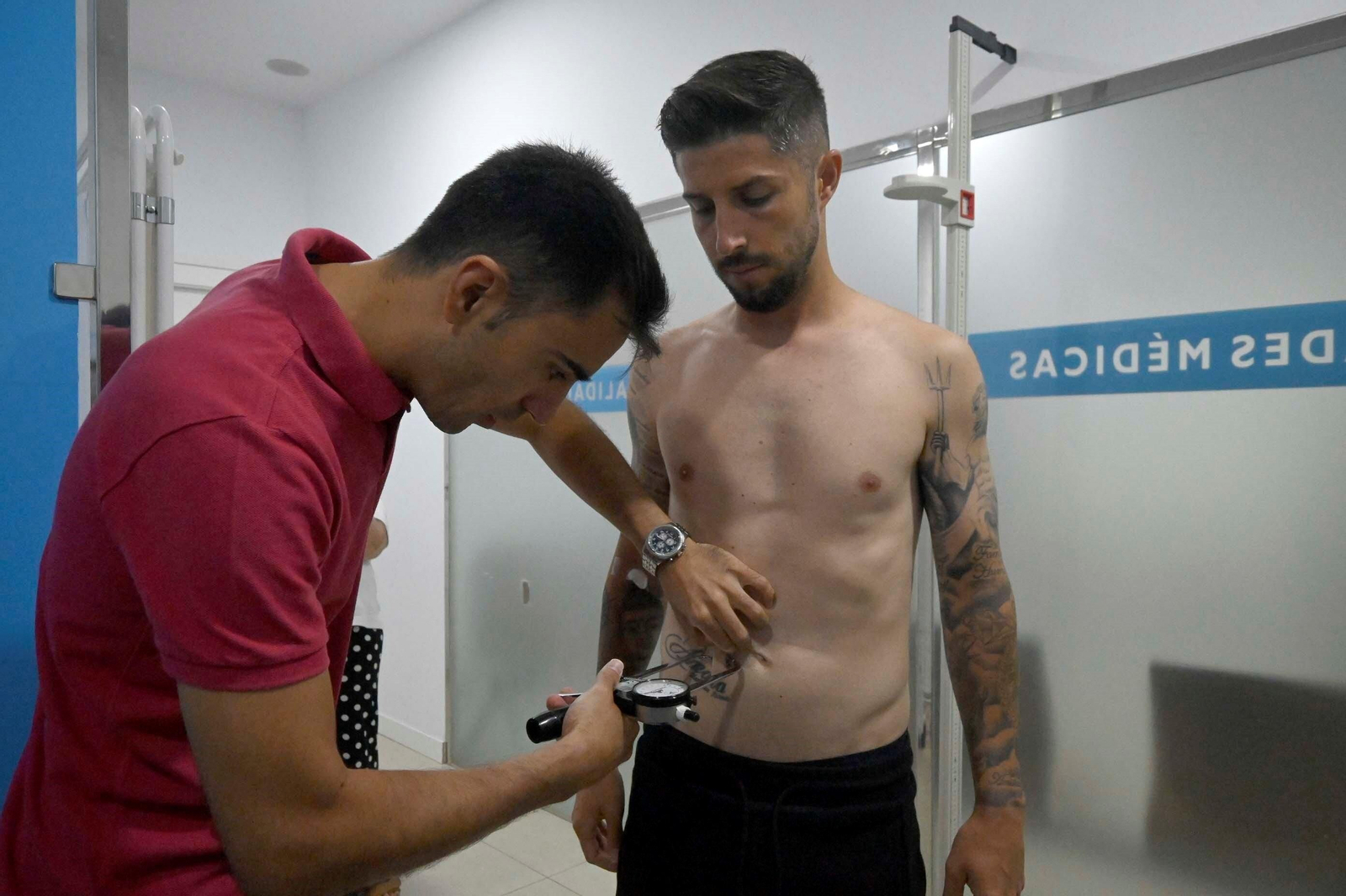 Antonio Dominguez, durante el reconocimiento médico.