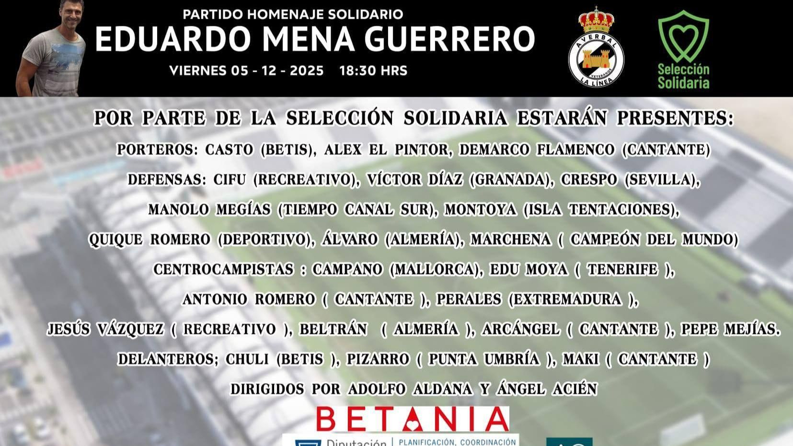 Los integrantes de la selección solidaria que participarán en el homenaje a Eduardo Mena