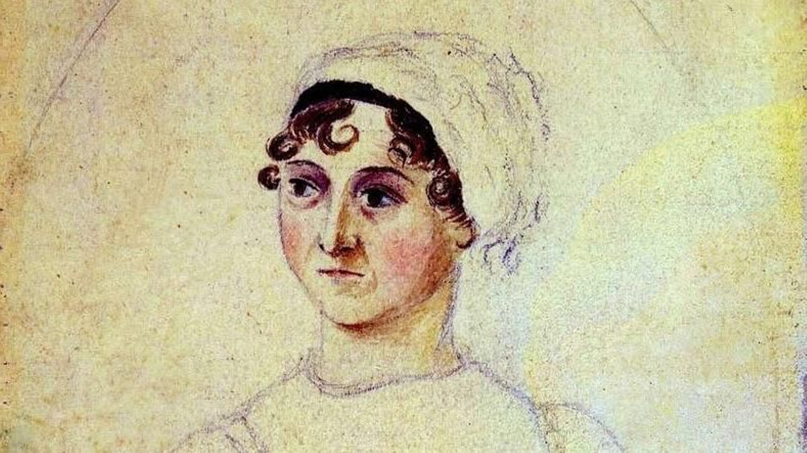 Fragmento del retrato de Jane Austen realizado por su hermana Cassandra en 1810.