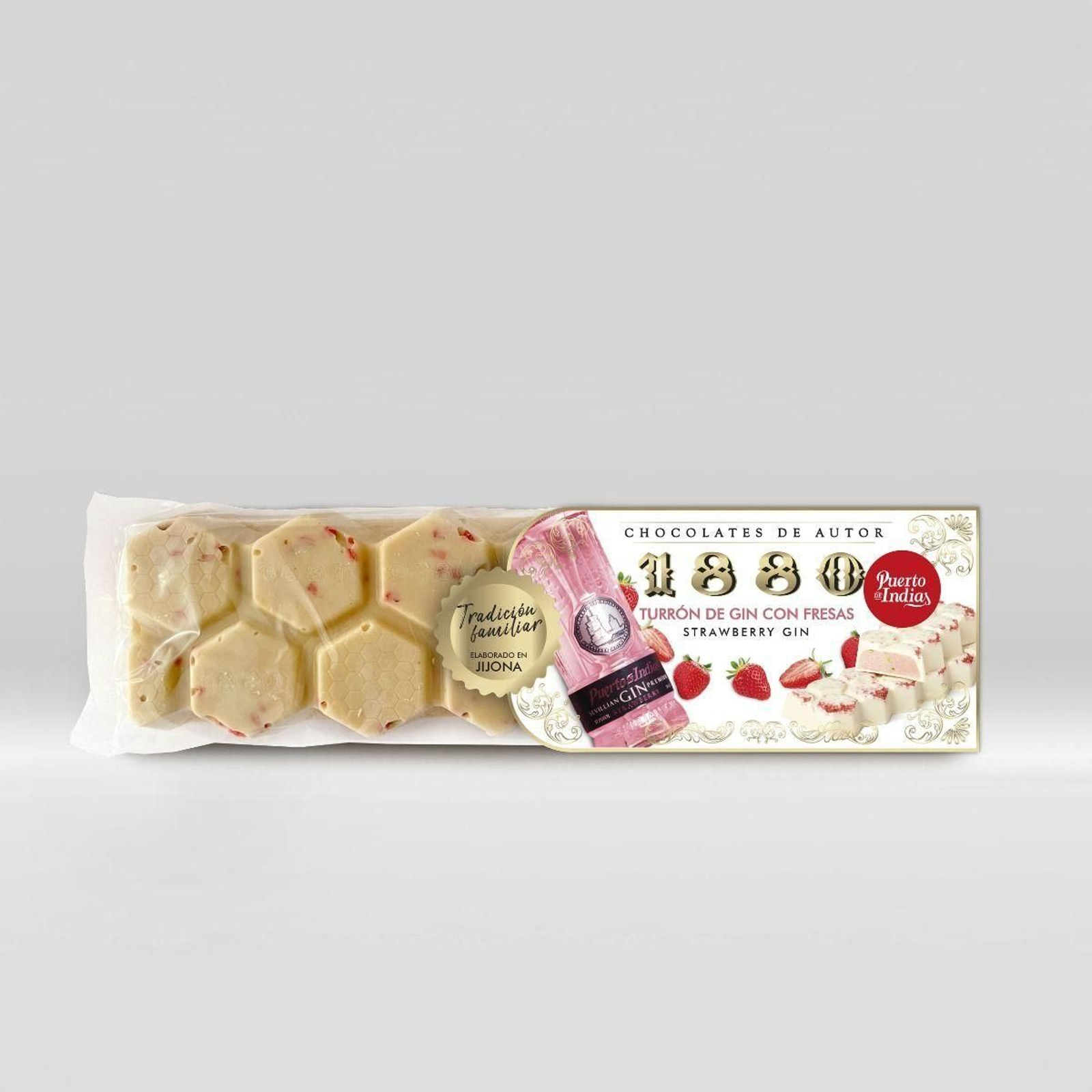 Turrón de Gin Puerto de Indias con fresas de 1880