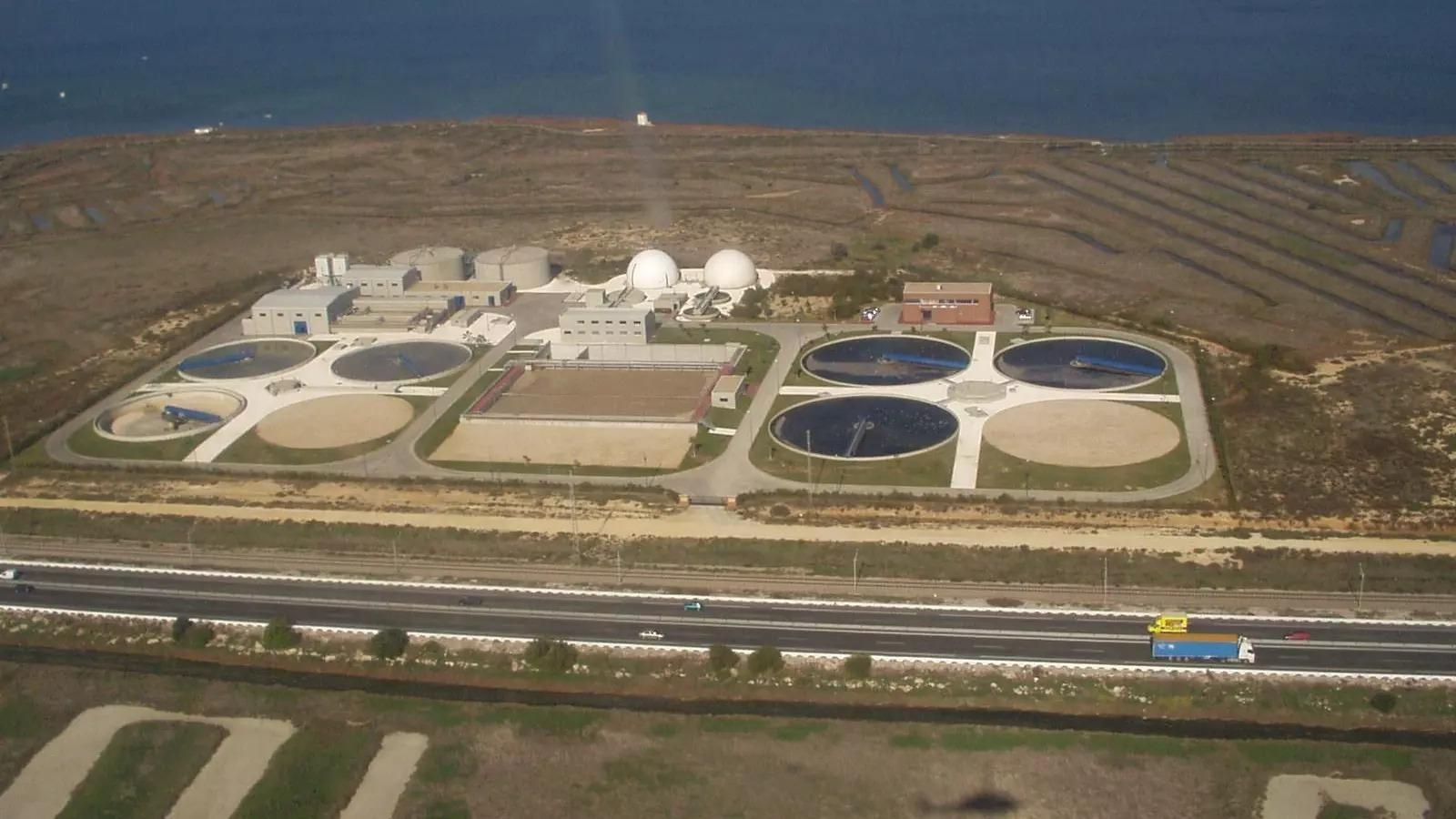 Una imagen aérea de la EDAR Cádiz--San Fernando.