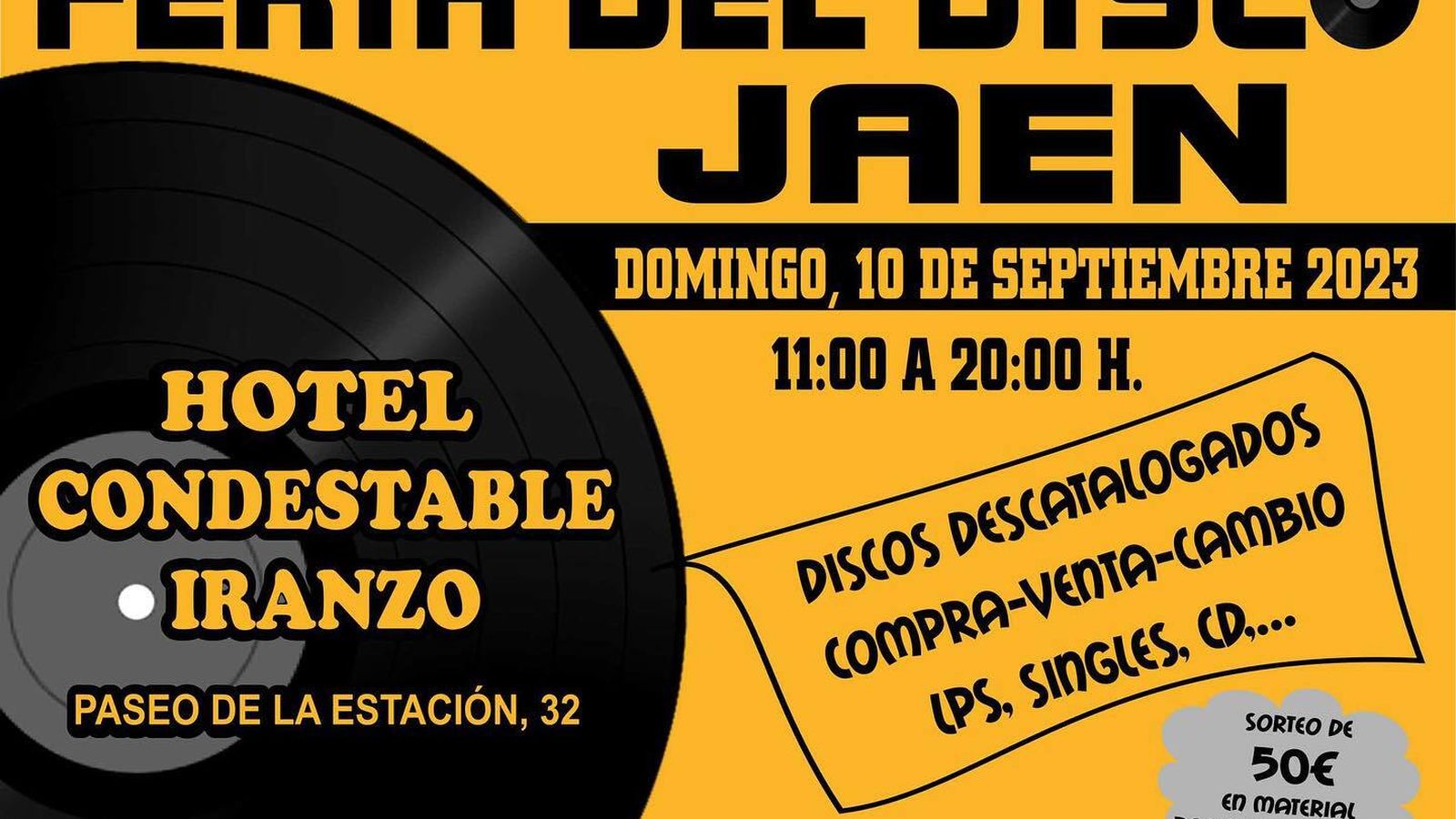 Cartel de la Feria del Disco de Jaén de septiembre de 2023.