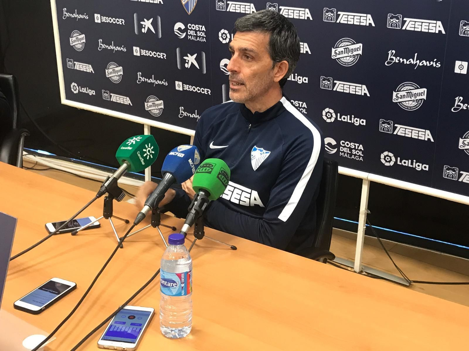 Muñiz, en la sala de prensa del Ciudad de Málaga.