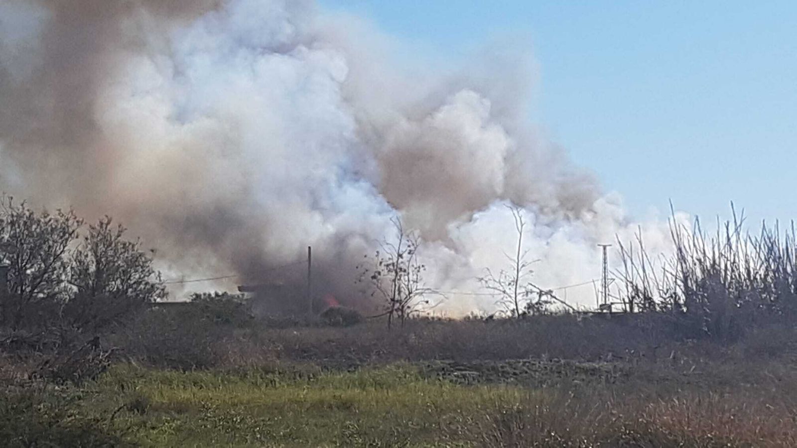 Actúan contra un incendio declarado en un cañaveral junto al río Andarax