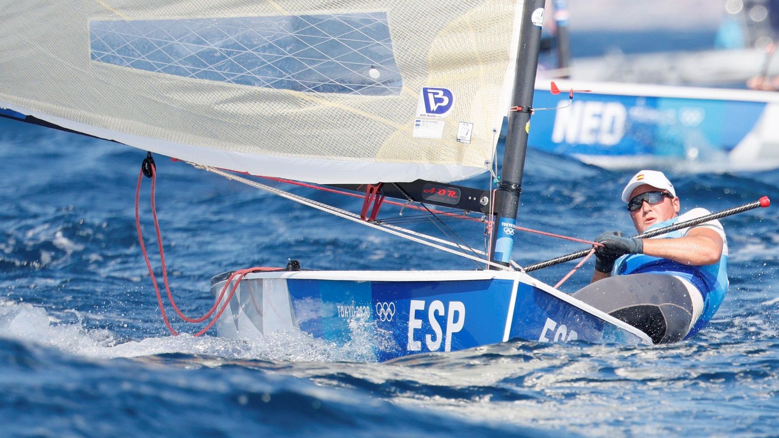 Joan Cardona, durante la competición de Finn en Tokio.
