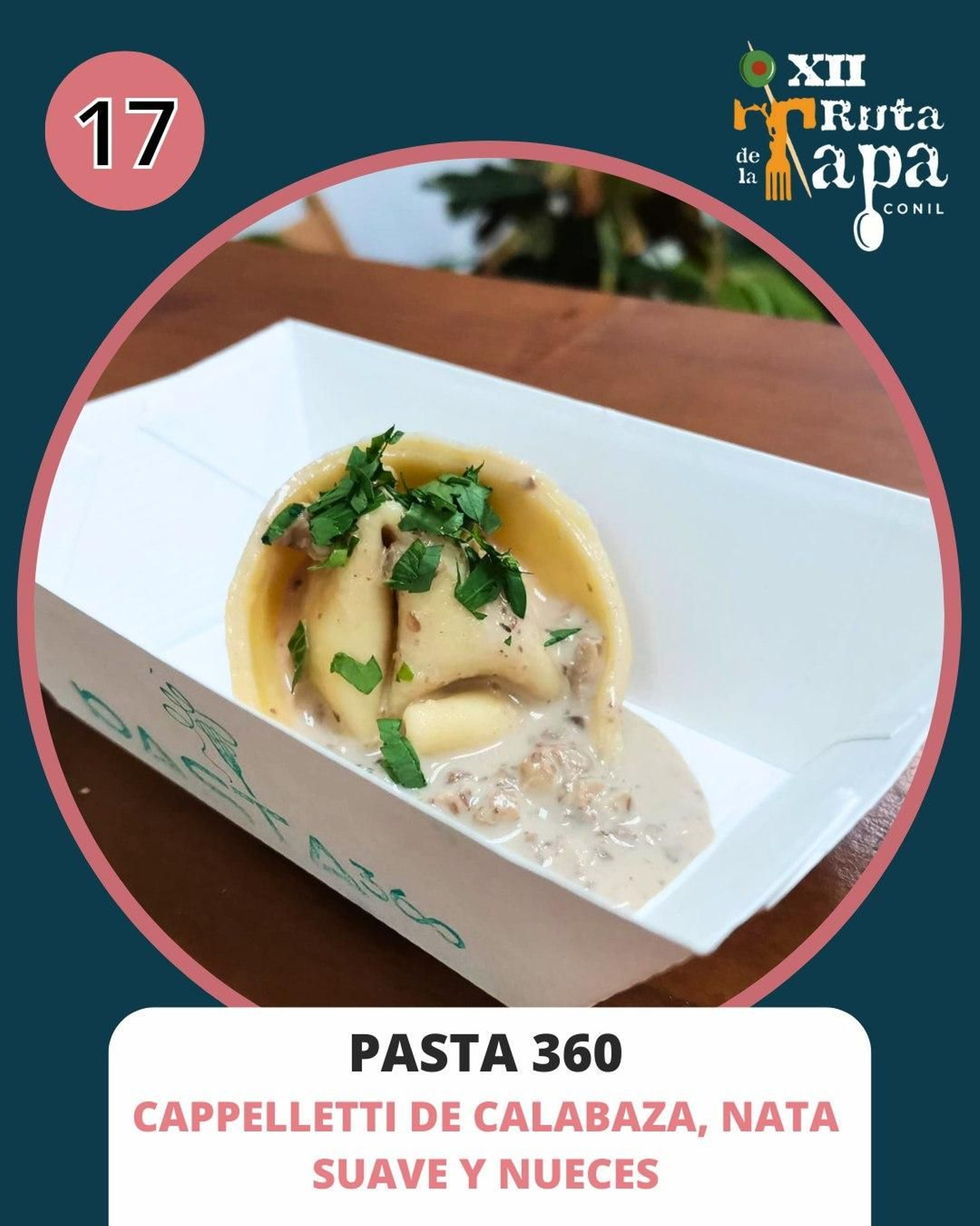 Pasta 360 / Tapa: Cappelletti de calabaza, nata suave y nueces