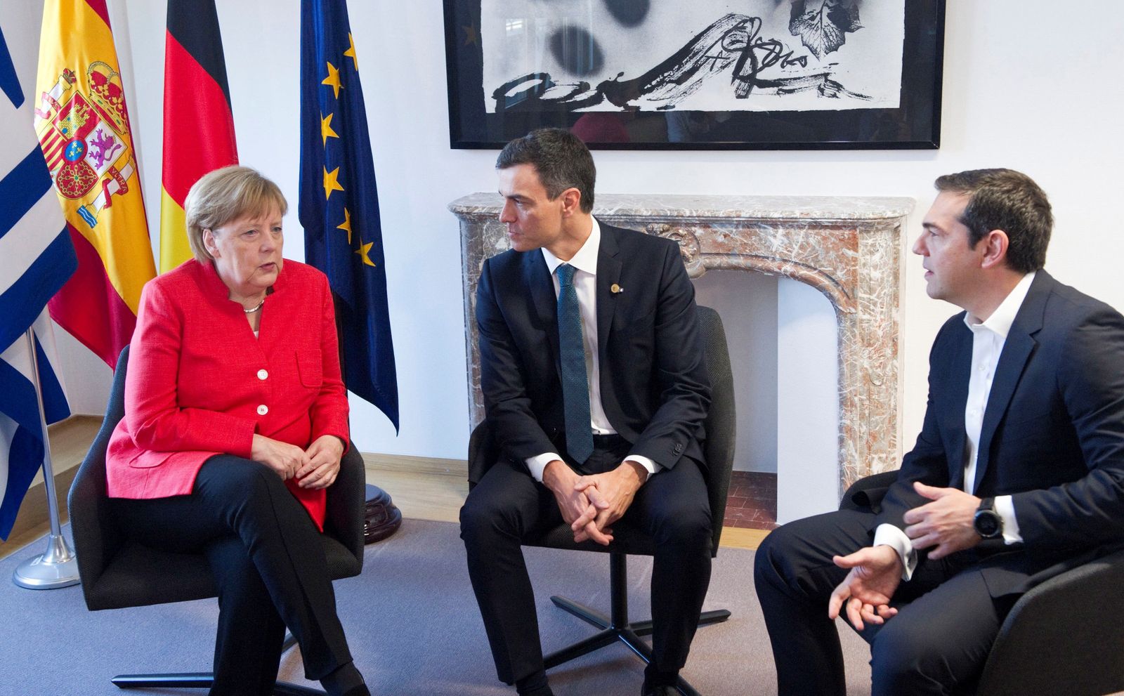 Merkel, Sánchez y Tsipras