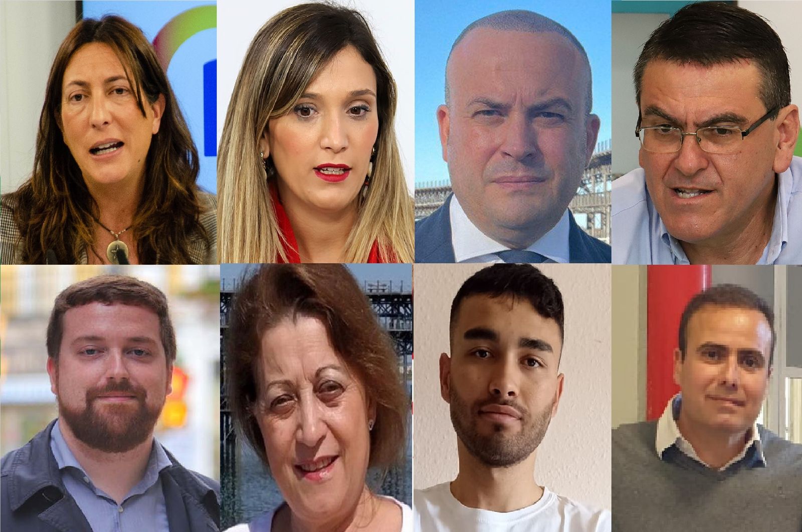 Arriba (de izquierda a derecha, Loles López, María Márquez, Julio Díaz y Rafael Segovia); Abajo (de izquierda a derecha, Alejandro García, Lola Muñoz, Juan Sebastián y Joaquín de la Torre).