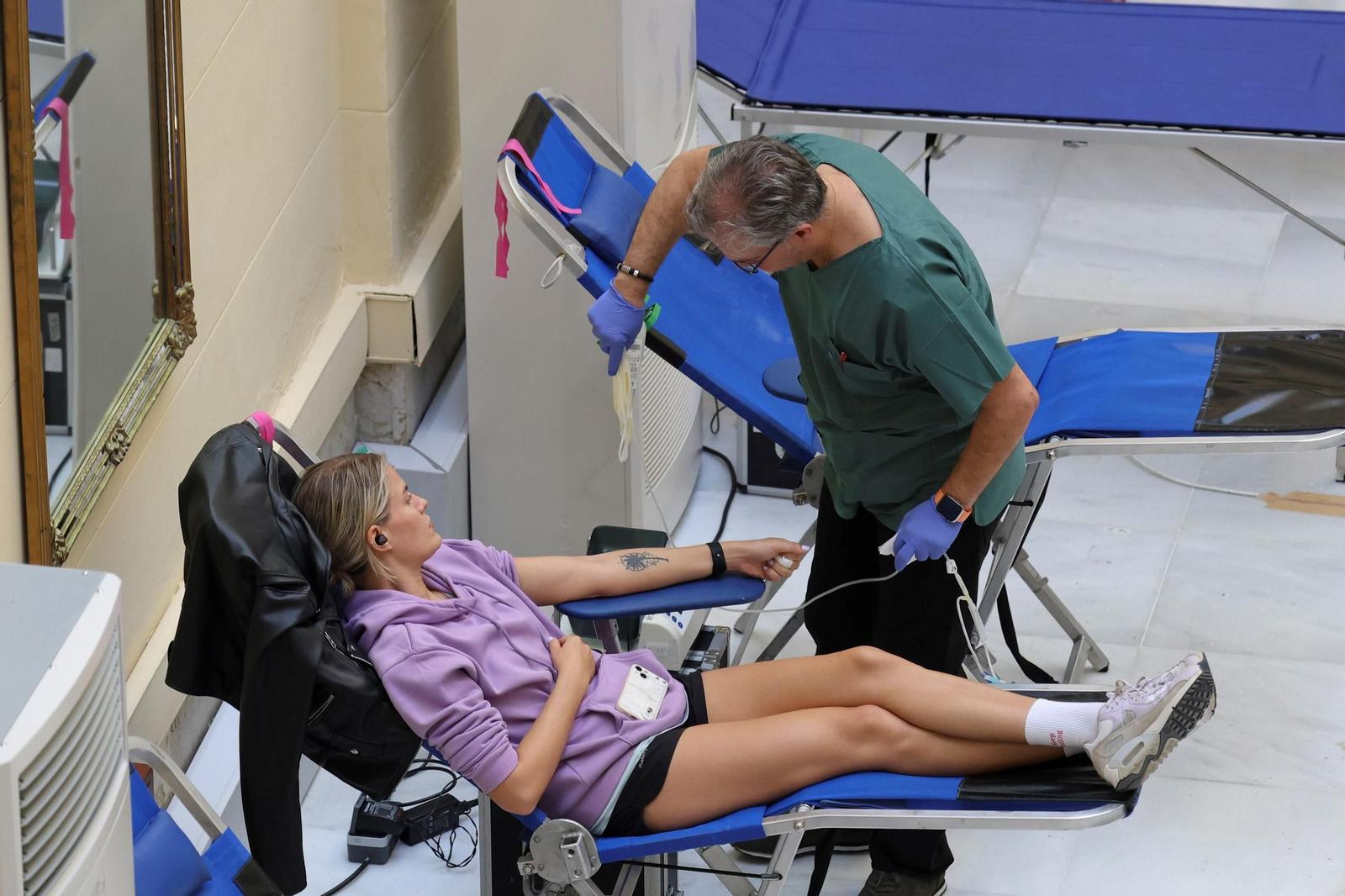 Una colecta organizada por el Centro de Transfusión para recoger donaciones de sangre.