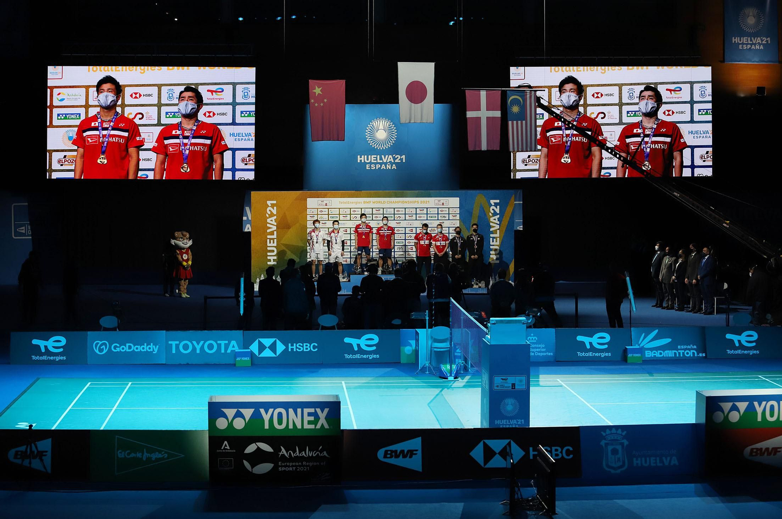 Huelva 2021: final doble masculino HOKI,KOBAYASHI-HE Ji Ting,TAN Qiang. Mundial de Bádminton Huelva´21
