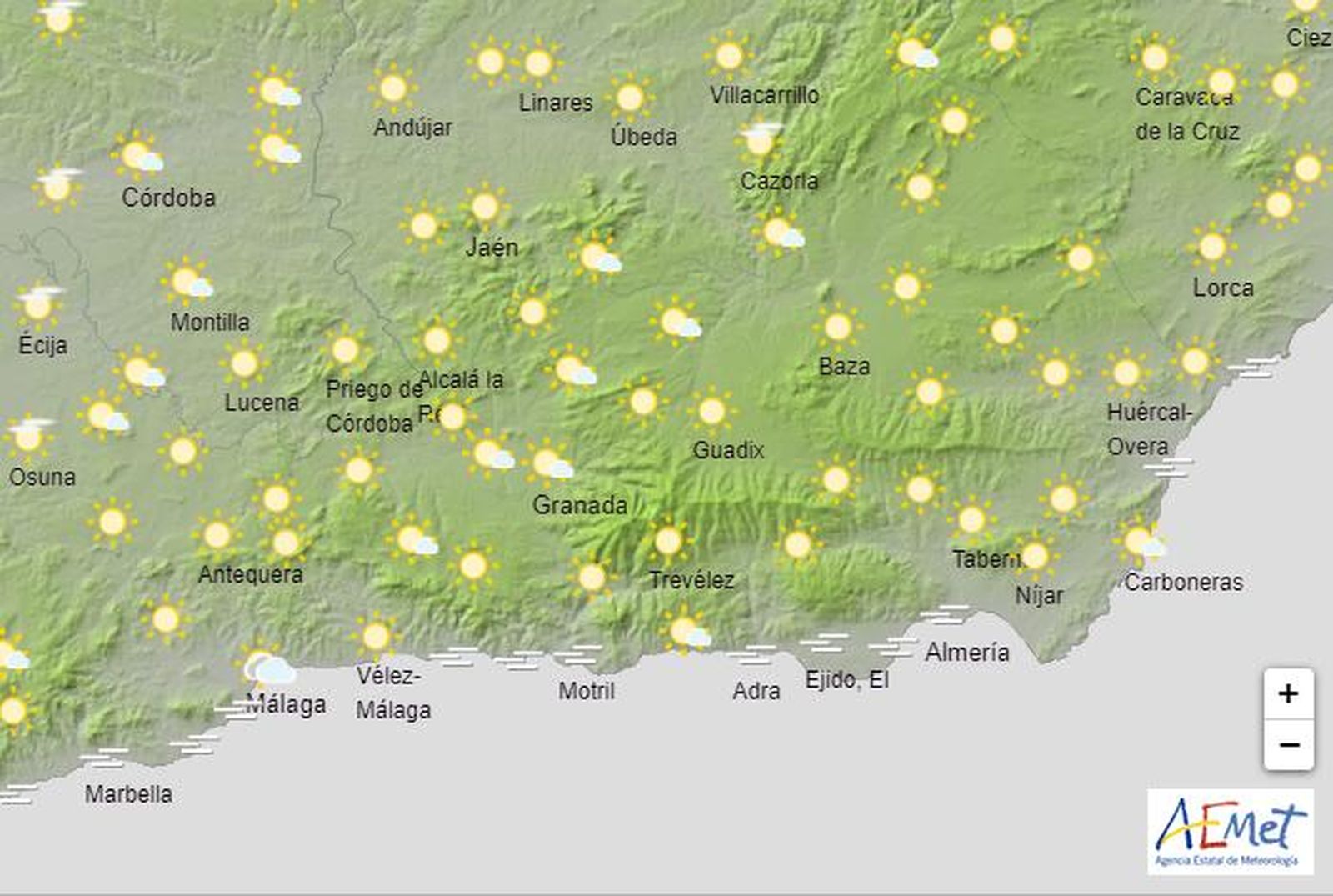 Previsión para mañana 2 de enero en Granada.