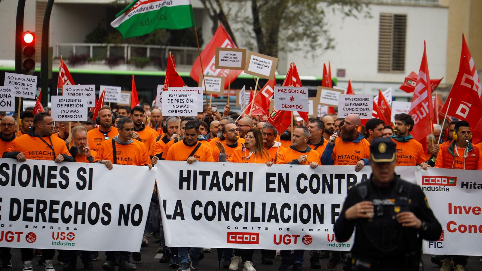 Manifestación de los empleados de Hitachi Energy.
