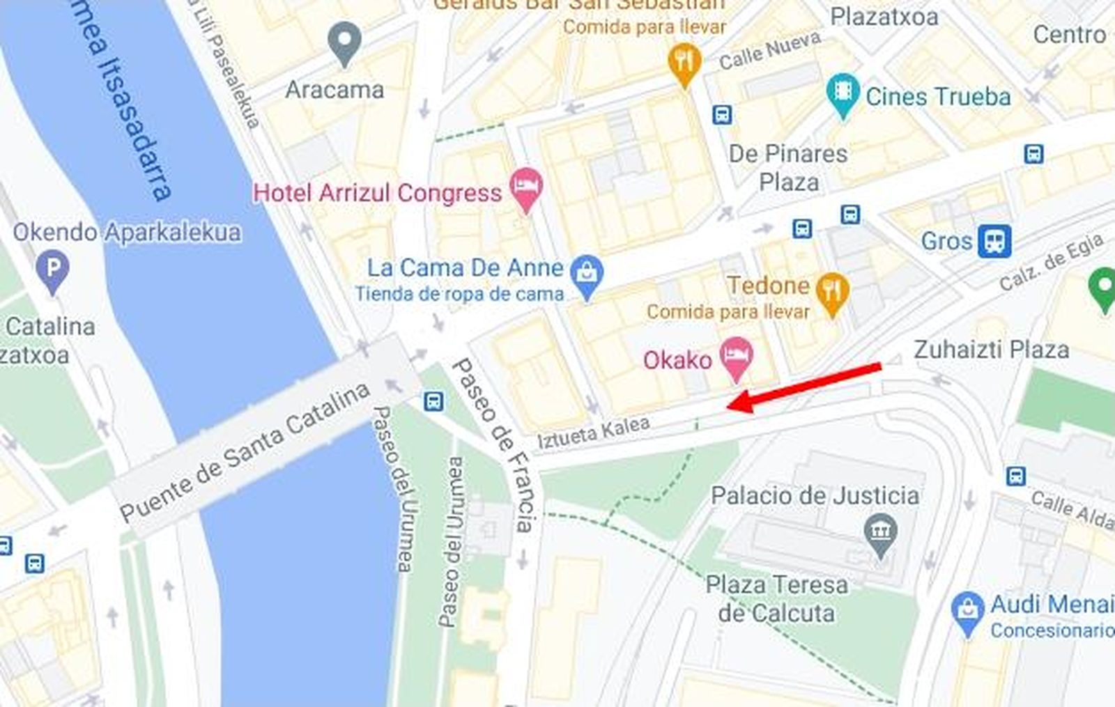 La calle Iztueta en Google Maps