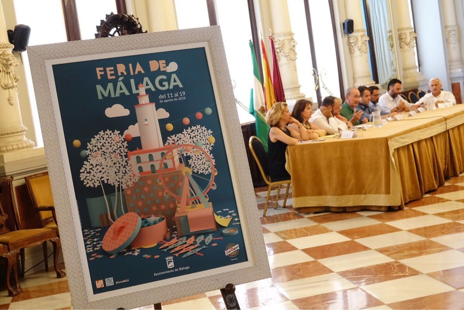 Cartel de la Feria de Málaga durante el balance del equipo de gobierno