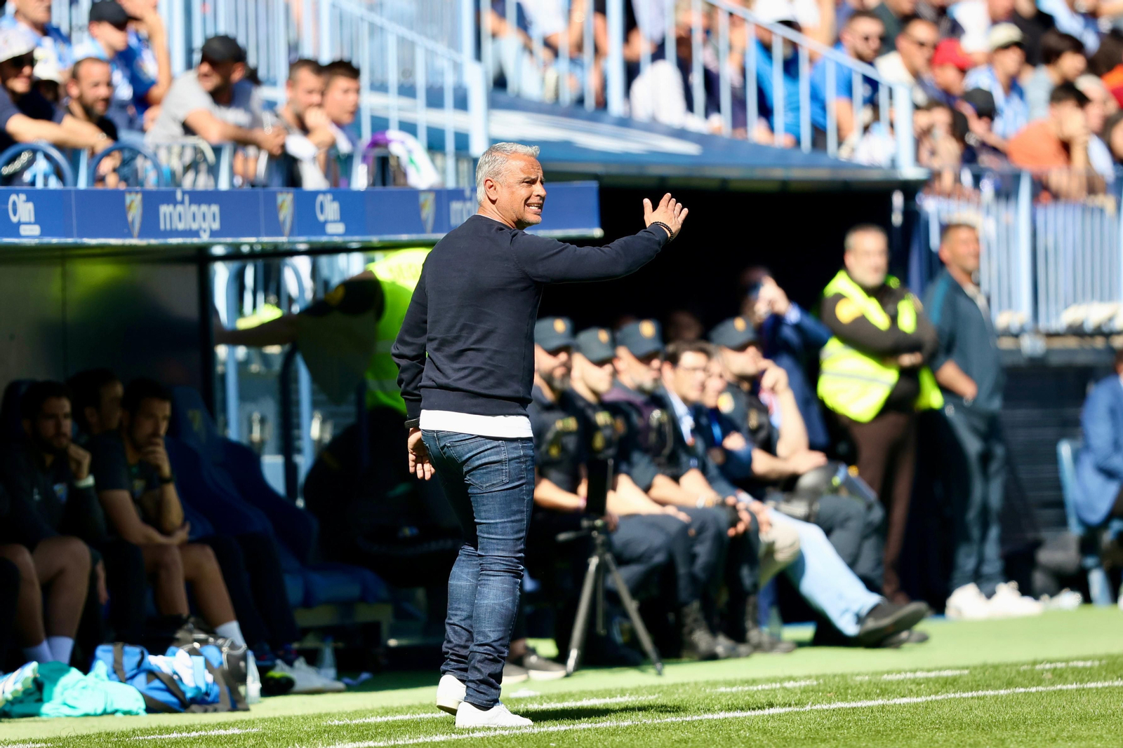 Pellicer, durante el Málaga-Recre