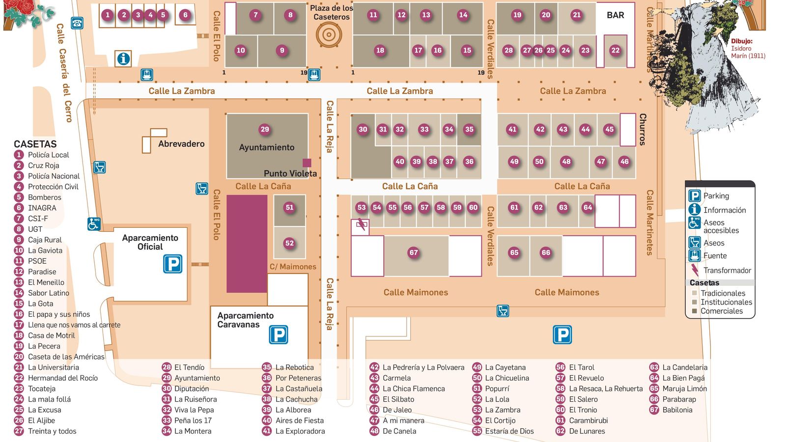 Plano de la feria del Corpus de Granada 2019