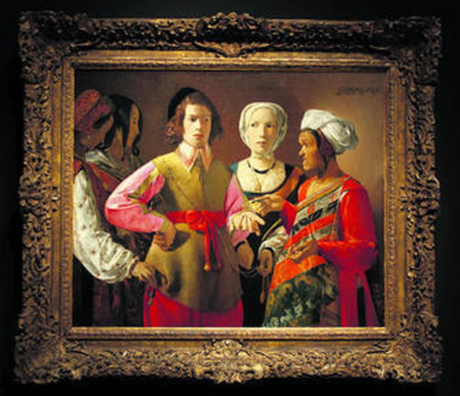 1. 'La Magdalena penitente', procedente del Los Angeles County Museum of Art. 2. 'La buenaventura', propiedad de The Metropolitan Museum of Art, Nueva York. 3. 'Ciego tocando la zanfonía', de la colección del Museo del Prado. 4. 'El tramposo del as de diamantes', cedido por el Louvre de París.