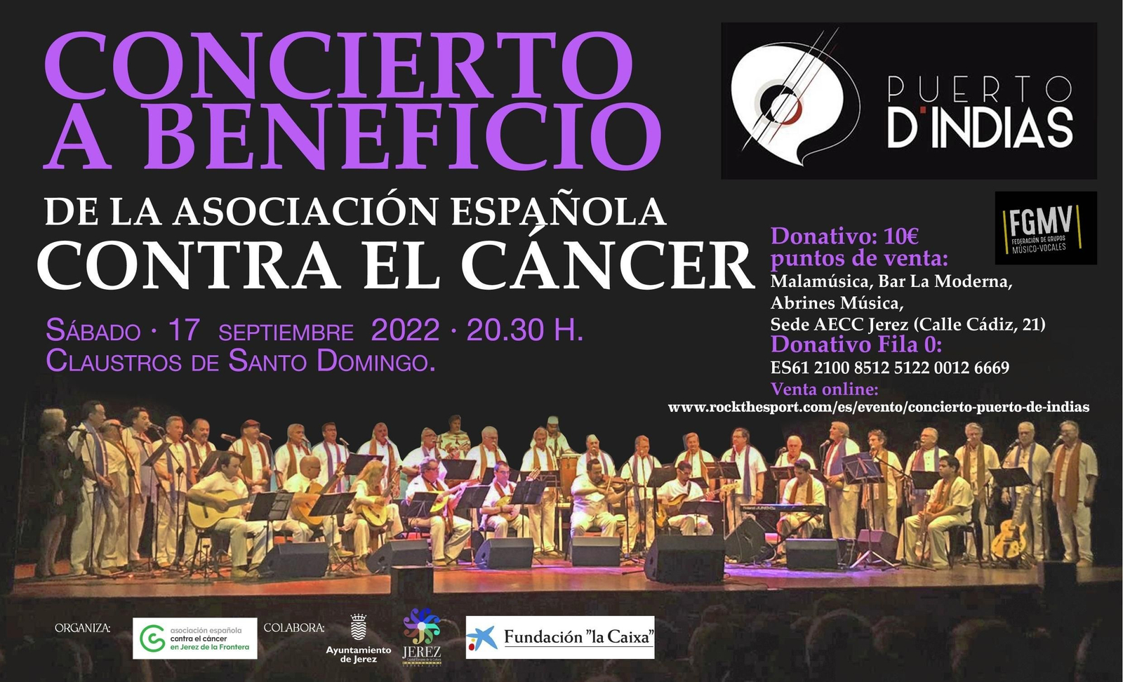 Concierto solidario a beneficio de la AECC con el grupo Puerto D´Indias.