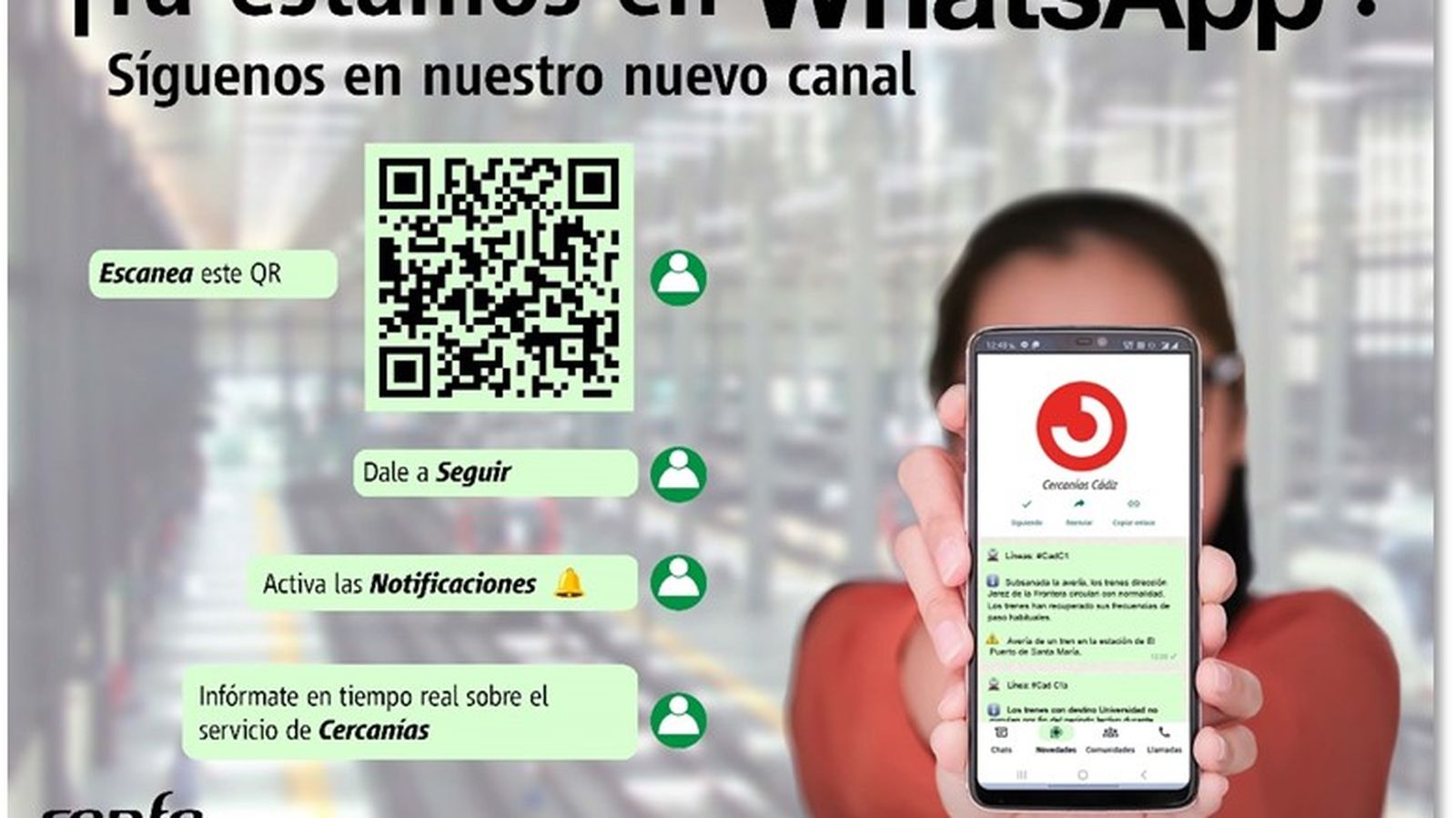 Nuevo canal de WhatsApp de Cercanías Cádiz.