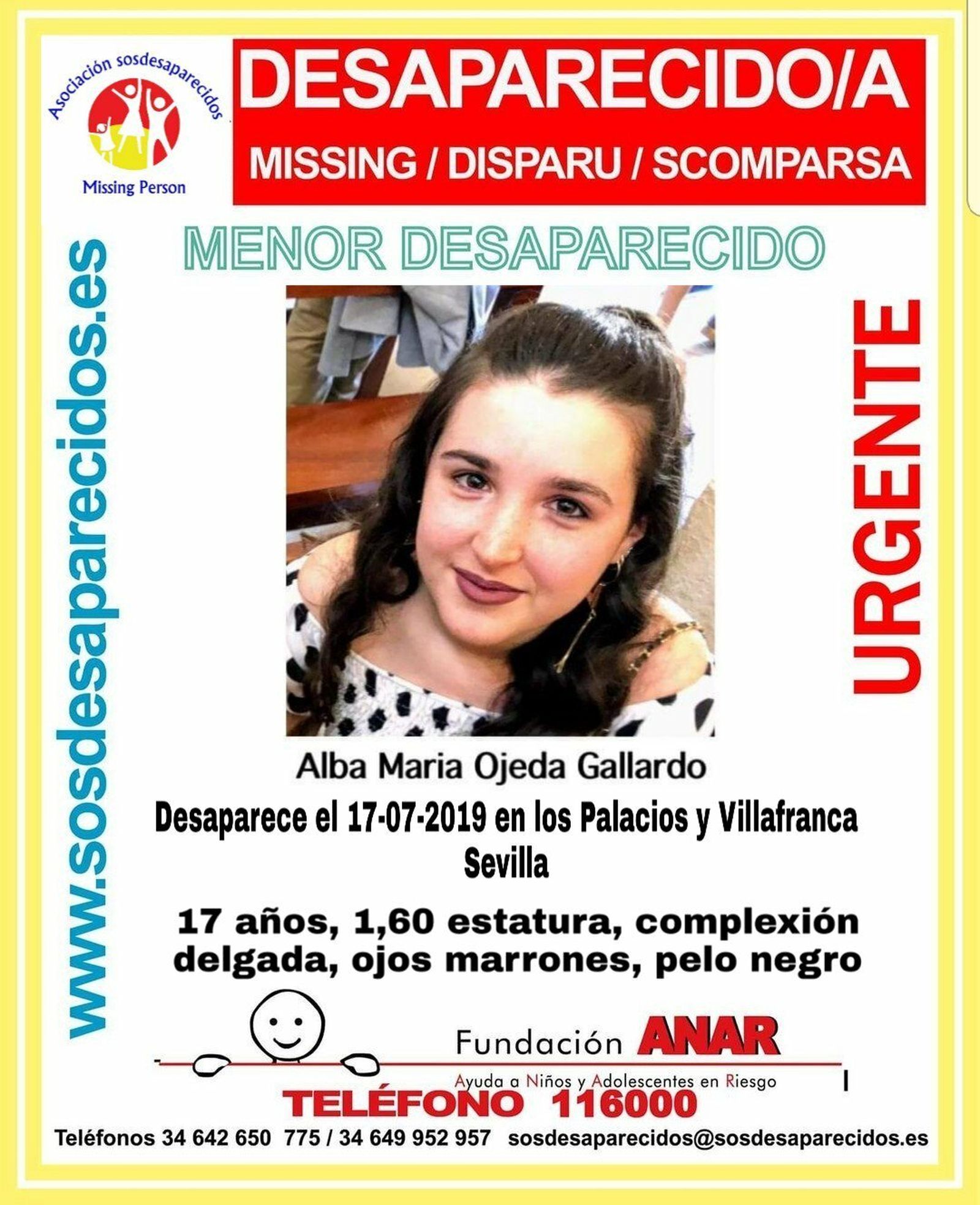 Alba María Ojeda Gallardo, menor de Los Palacios y Villafranca desaparecida