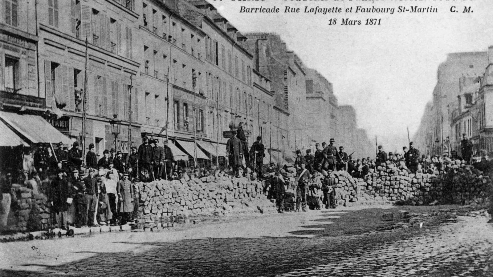 Barricada durante la Comuna de París, 18 de marzo de 1871.