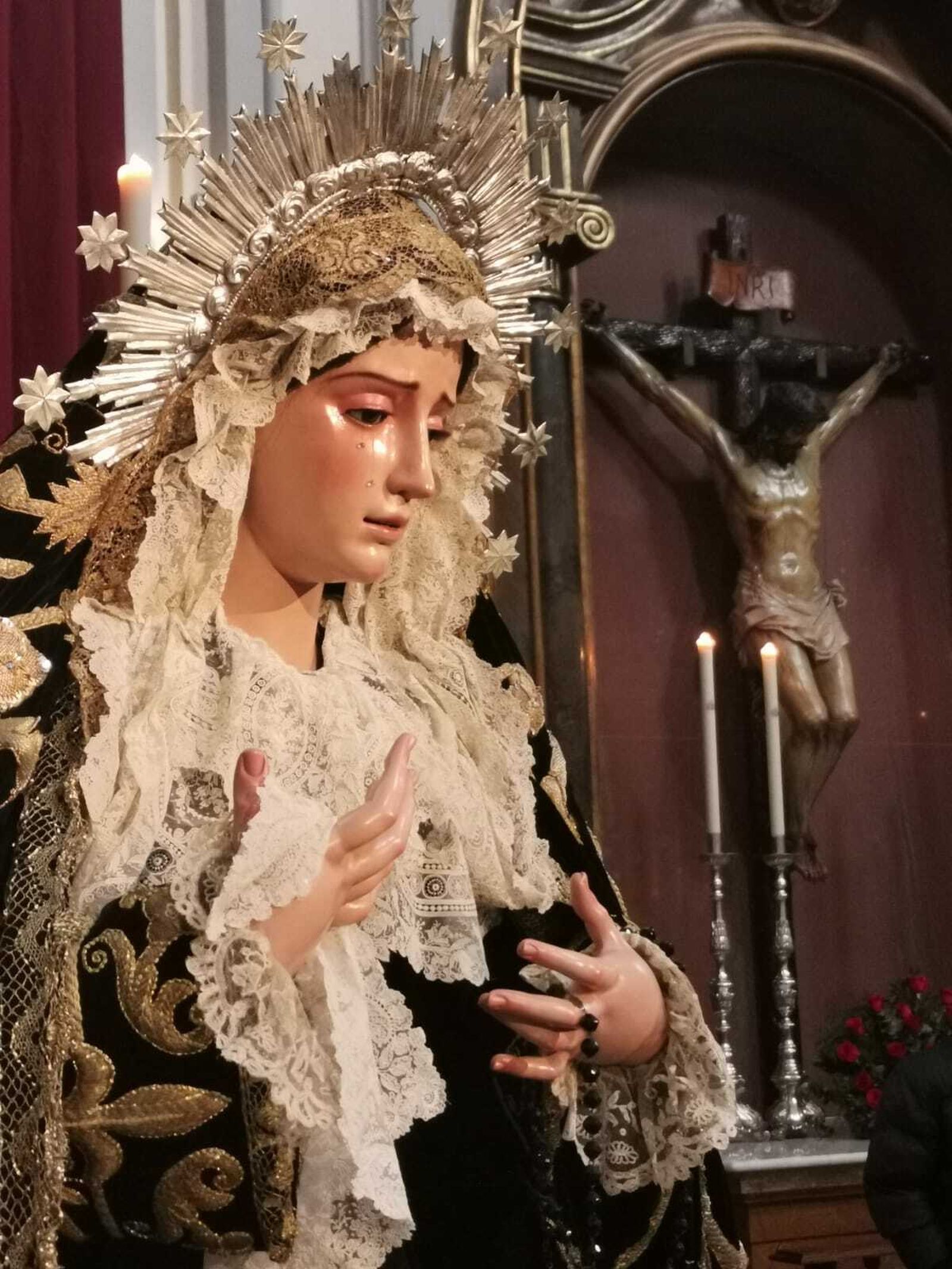 María Santísima de Consolación y Lágrimas tras su restauración en la Parroquia de San Felipe Neri.
