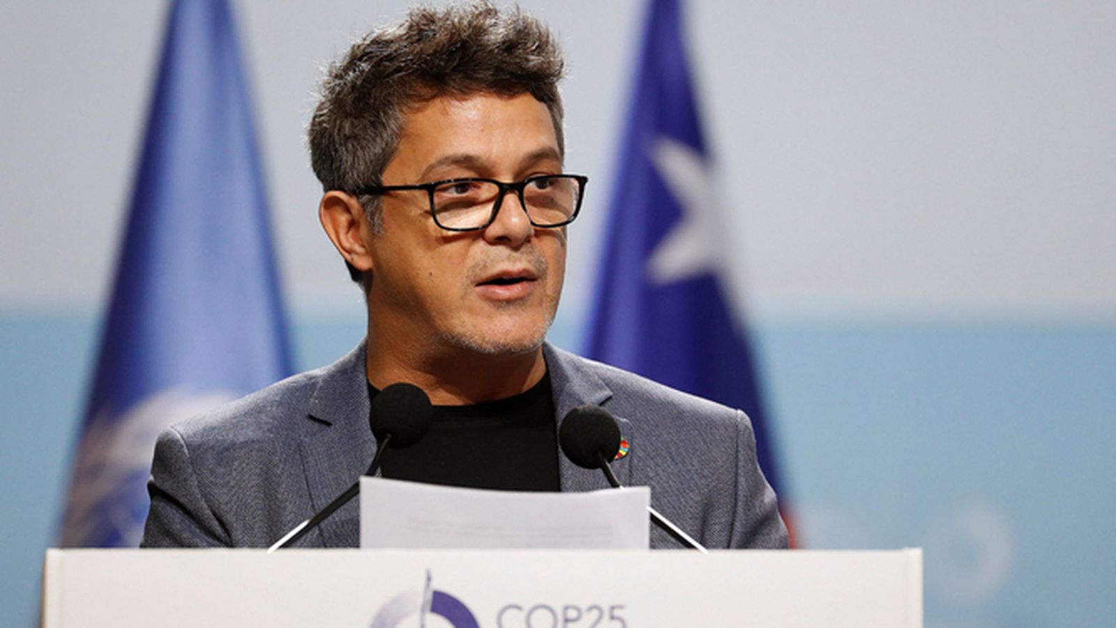 Alejandro Sanz, durante su intervención en la COP25.