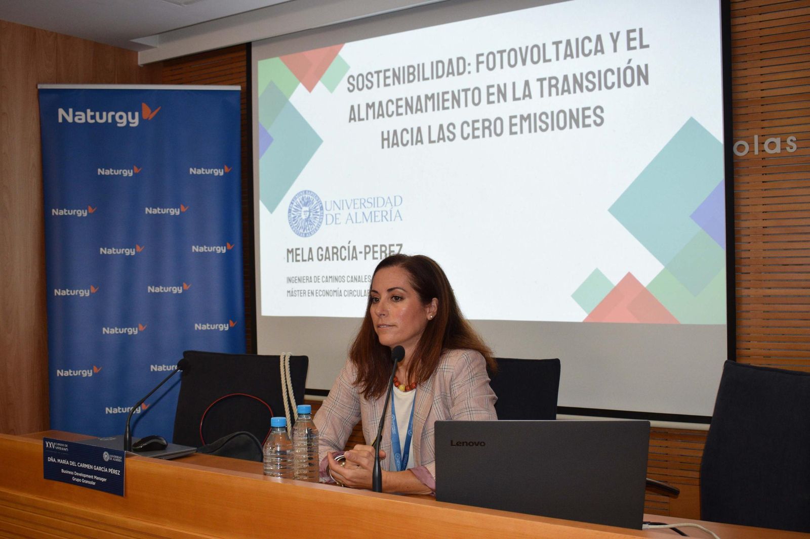 Mela García-Pérez durante su participación en el Curso de Verano ‘La transición energética a través de las renovables’.