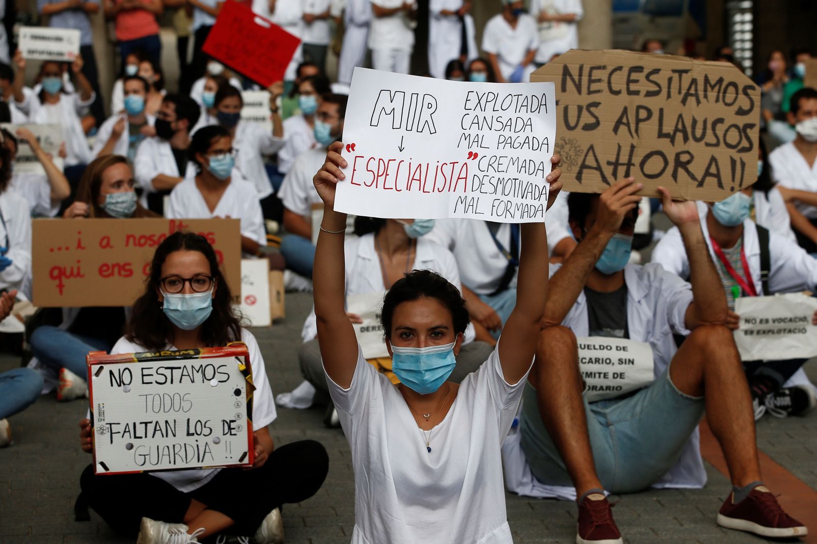 Médicos MIR durante unas protestas recientes.