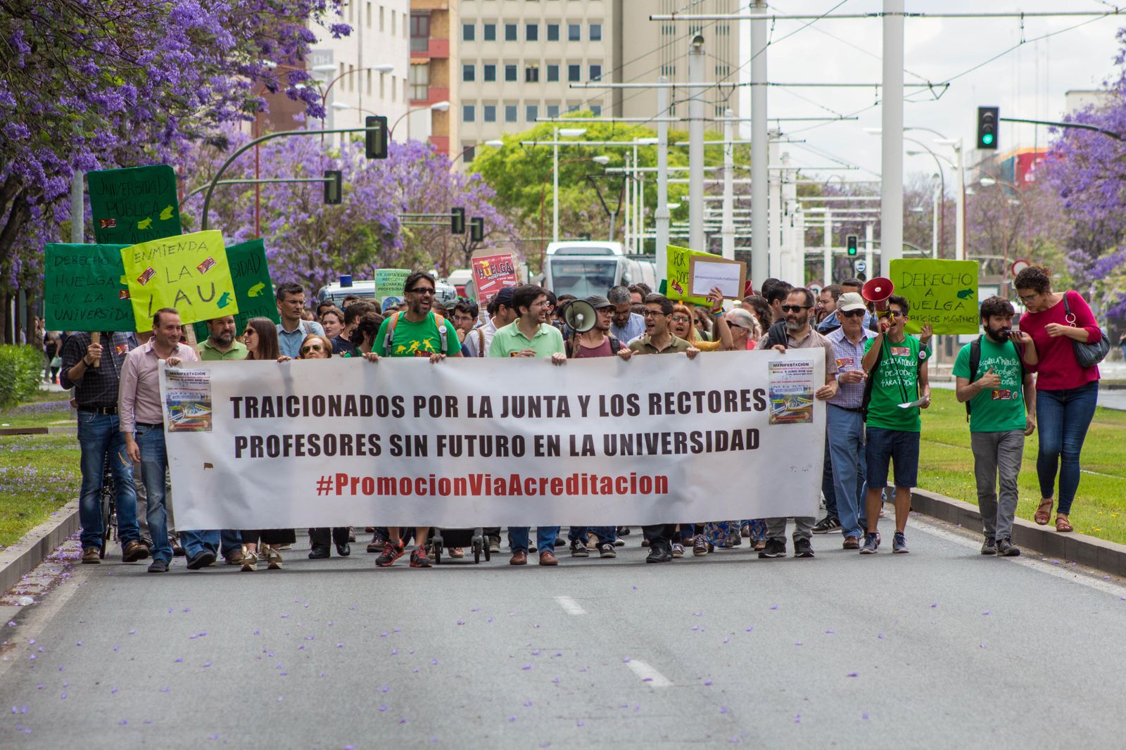 Cabeza de la manifestación de profesores universitarios
