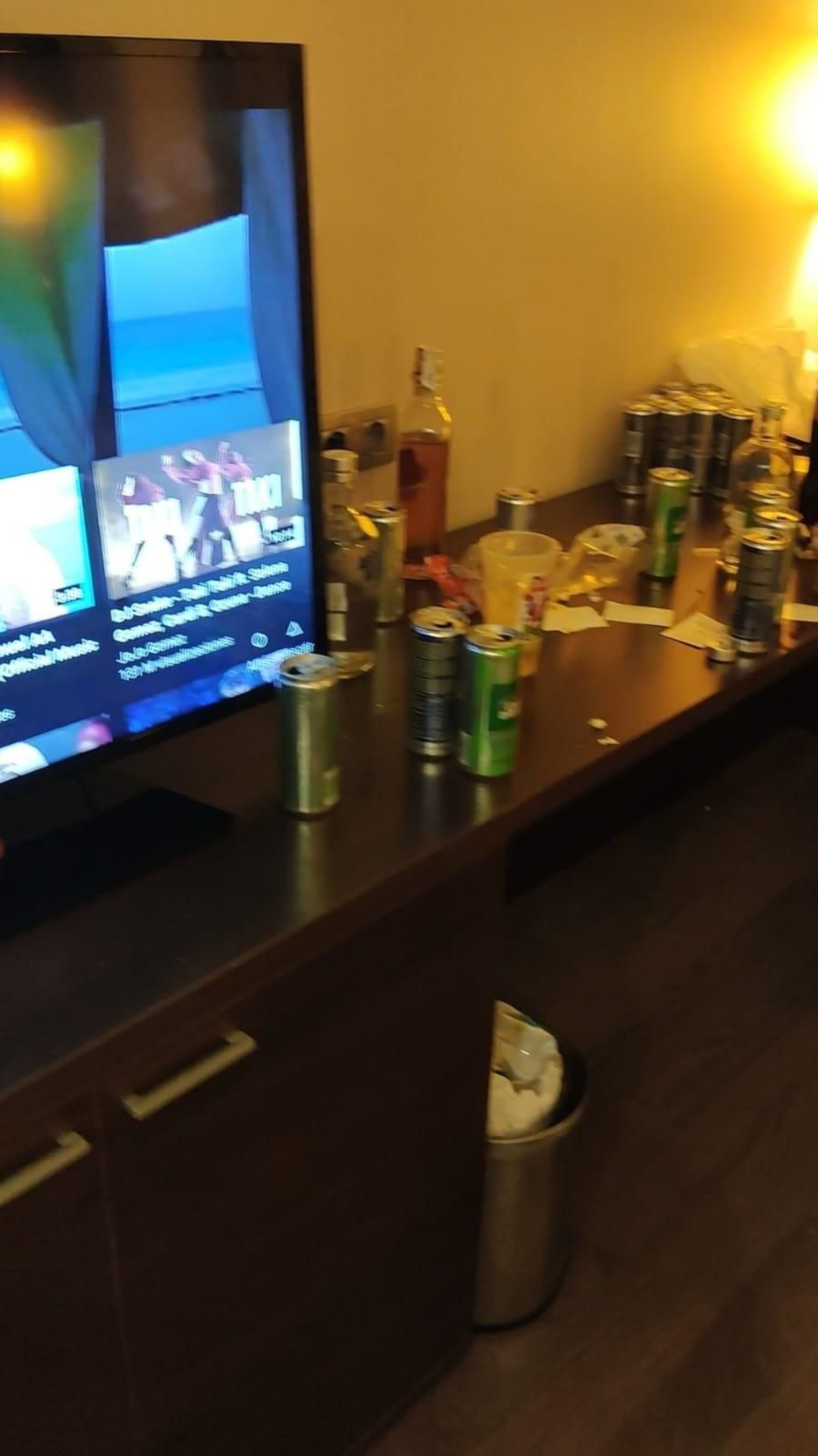 Parte de las bebidas encontradas en la fiesta del hotel de Palmones