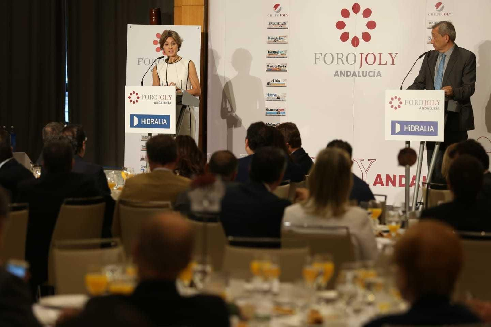 La ministra durante su intervención en el Foro Joly.