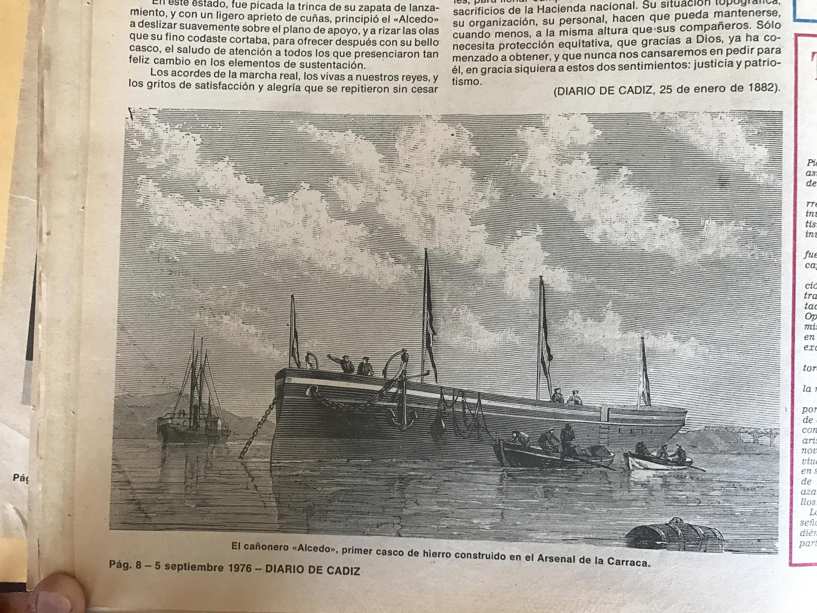 El cañonero Alcedo, primer casco de hierro fabricado en el Arsenal de La Carraca.