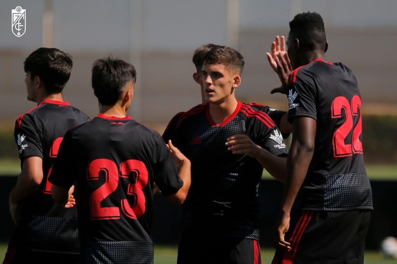 Los jugadores del Recre Granada celebran un tanto esta pretemporada.