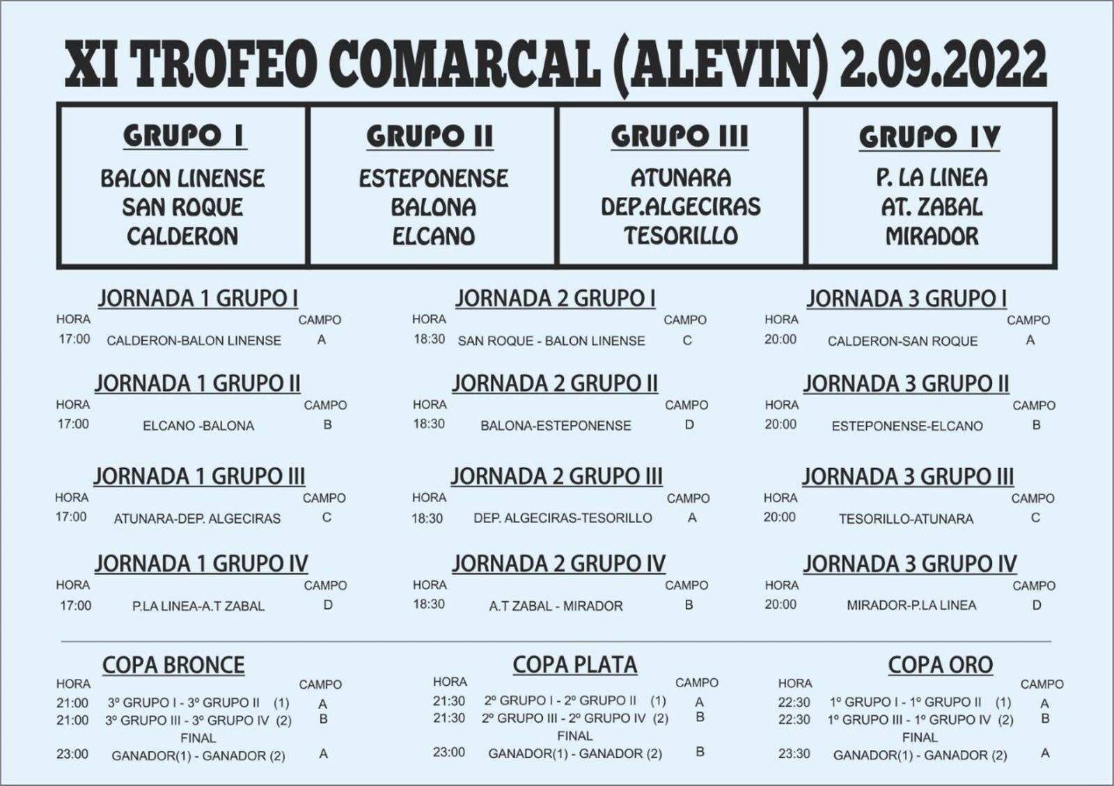 Uno de los cuadrantes del torneo, en categoría alevín