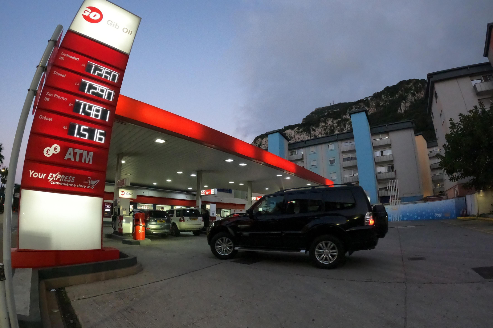 Una gasolinera en Gibraltar, a principios de febrero.