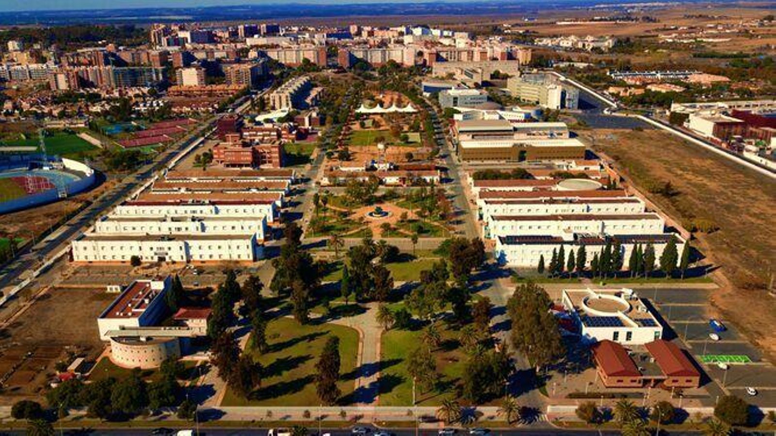 Campus de El Carmen de la Universidad de Huelva visto desde el aire.