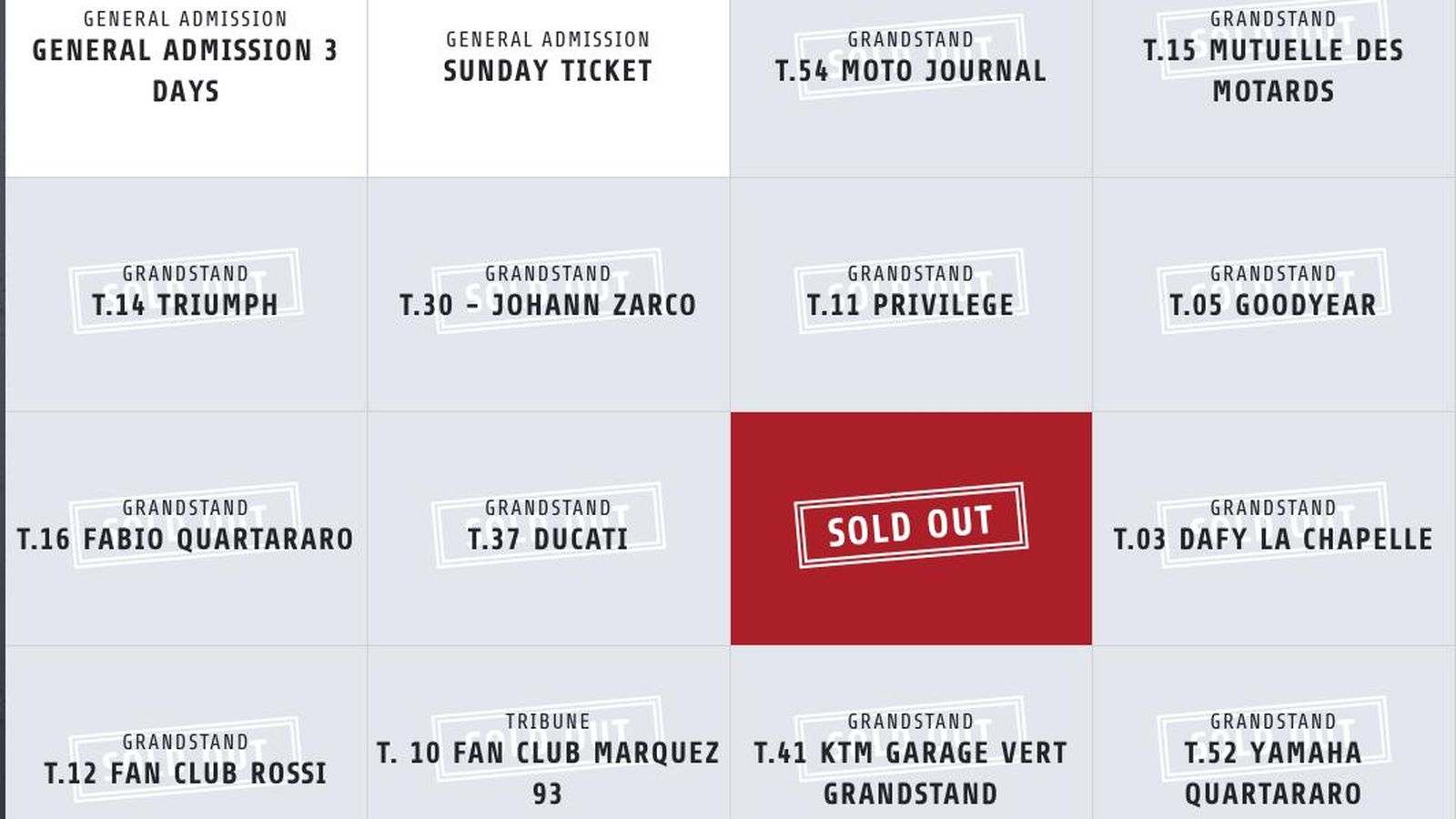Todas las tribunas vendidas en el trazado francés.