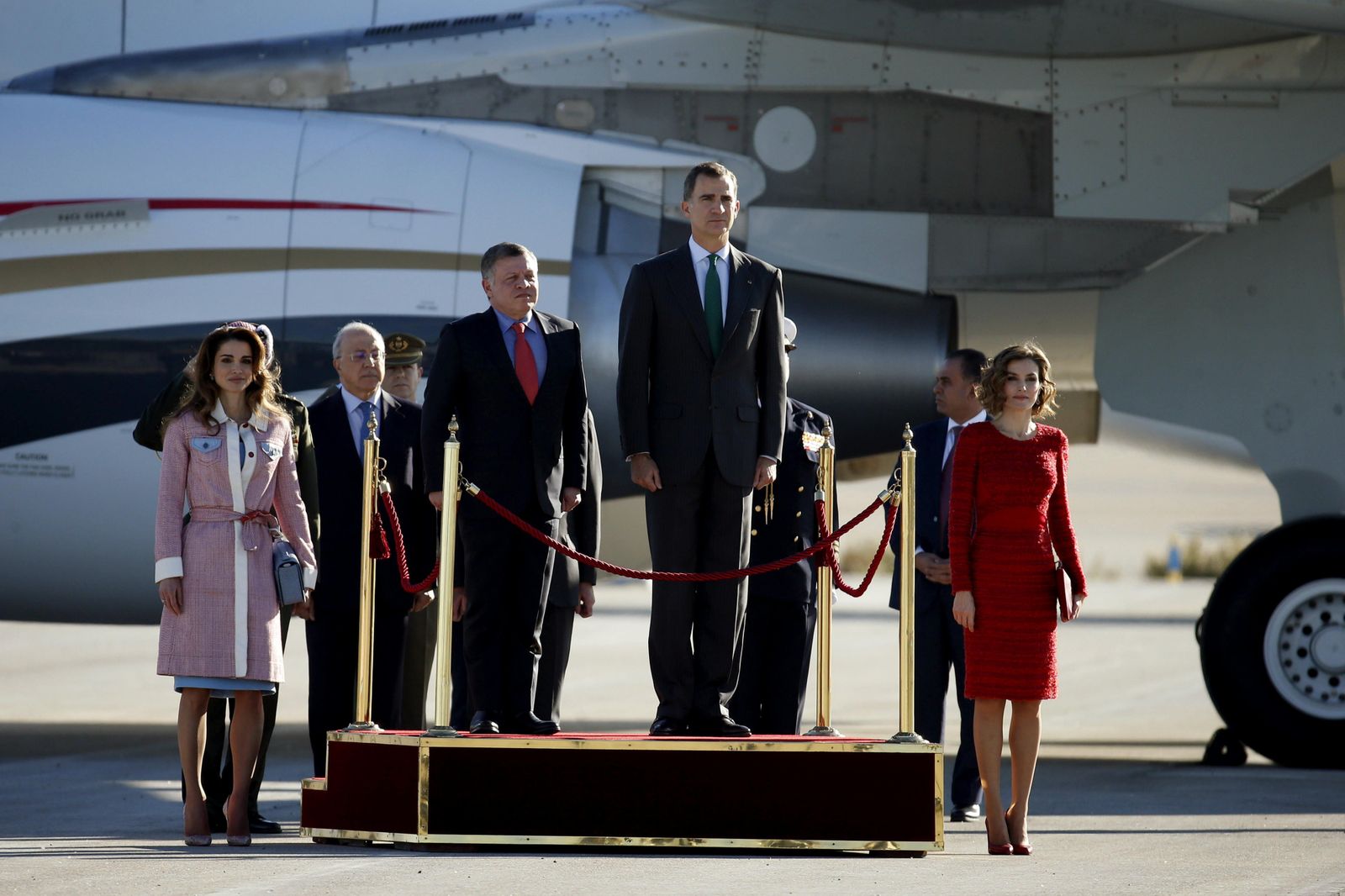 El rey Felipe y la reina Letizia, con Abdalá II y Rania de Jordania, en la visita oficial a España en 2015.