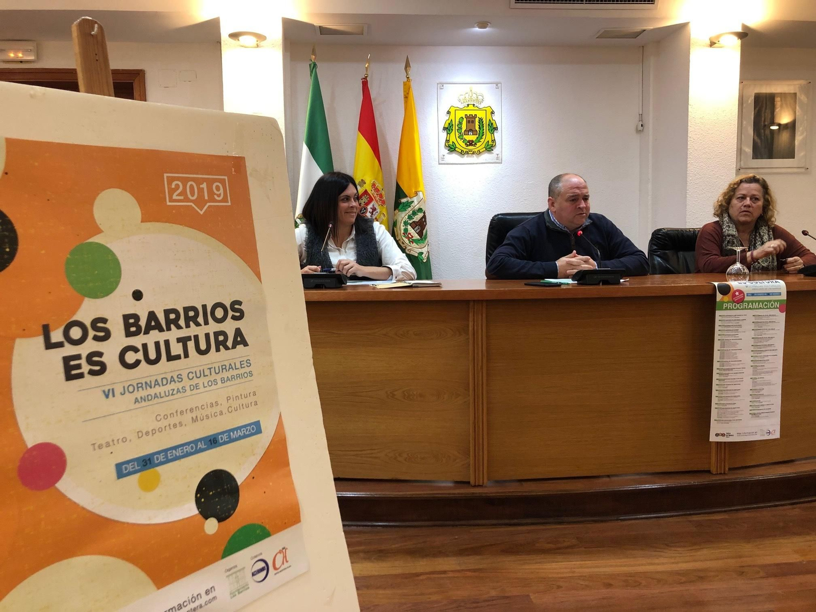 Elena Andrades, Jorge Romero y Carmen Roldán durante la presentación de las Jornadas Andaluzas.